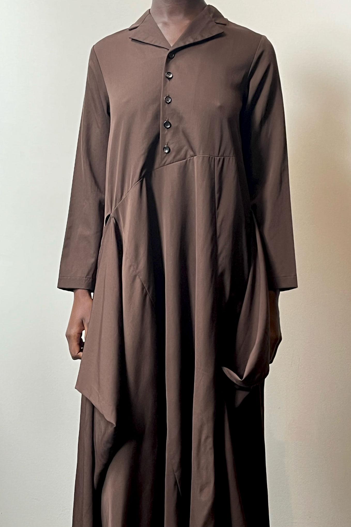 Black Tricot Comme des Garcons brown wool maxi dress c. 1996  For Sale