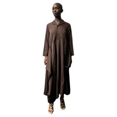 Vintage Tricot Comme des Garcons brown wool maxi dress c. 1996 