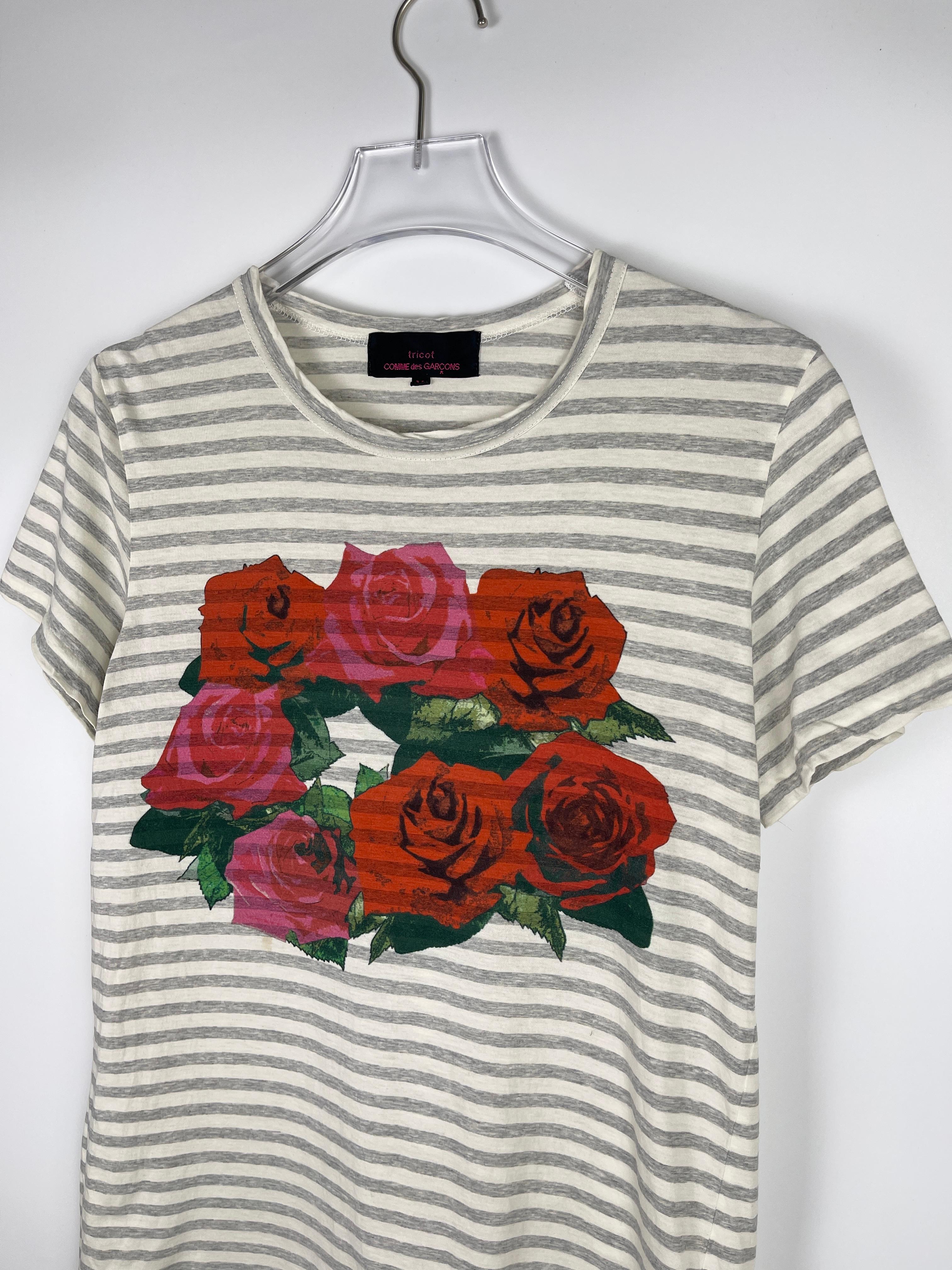 tricot Comme des Garcons S/S2012 Floral Striped T-Shirt For Sale 3