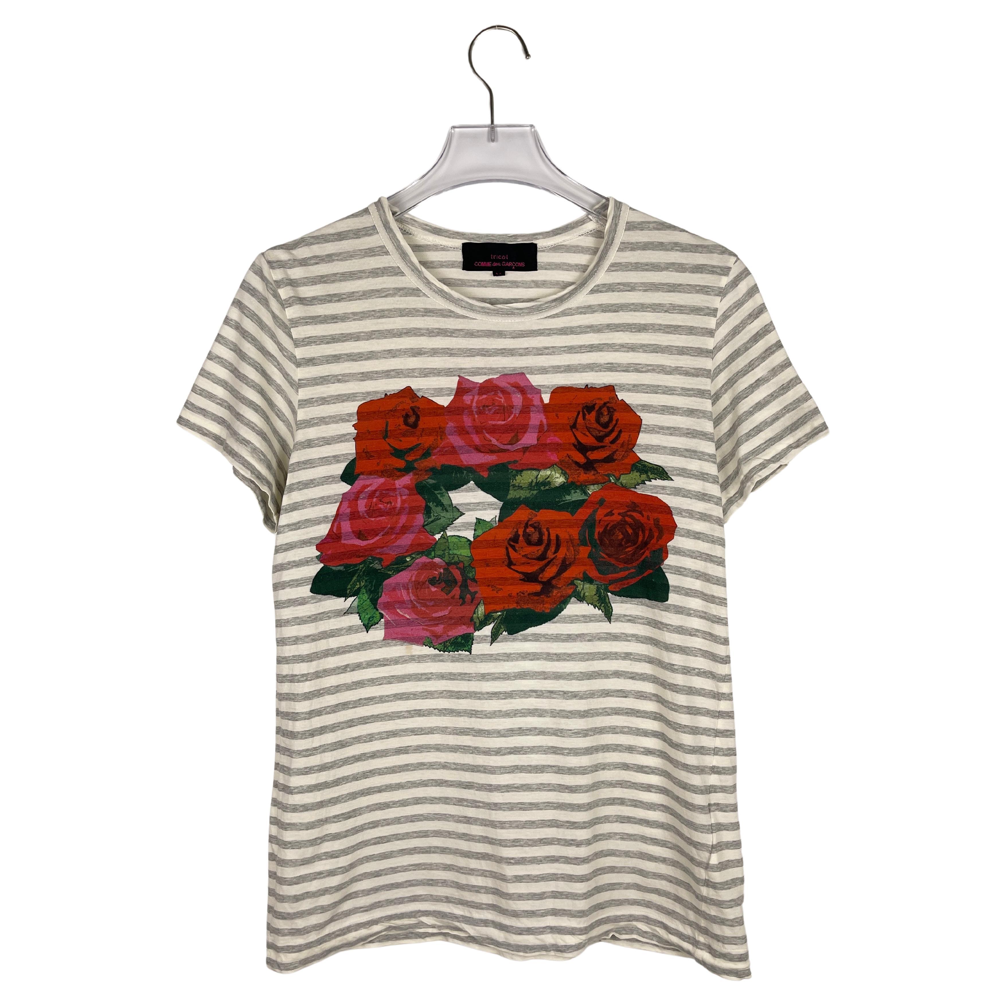tricot Comme des Garcons S/S2012 Floral Striped T-Shirt For Sale