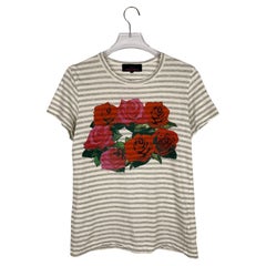Tricot Comme des Garcons gestreiftes T-Shirt mit Blumenstreifen F/S 2012