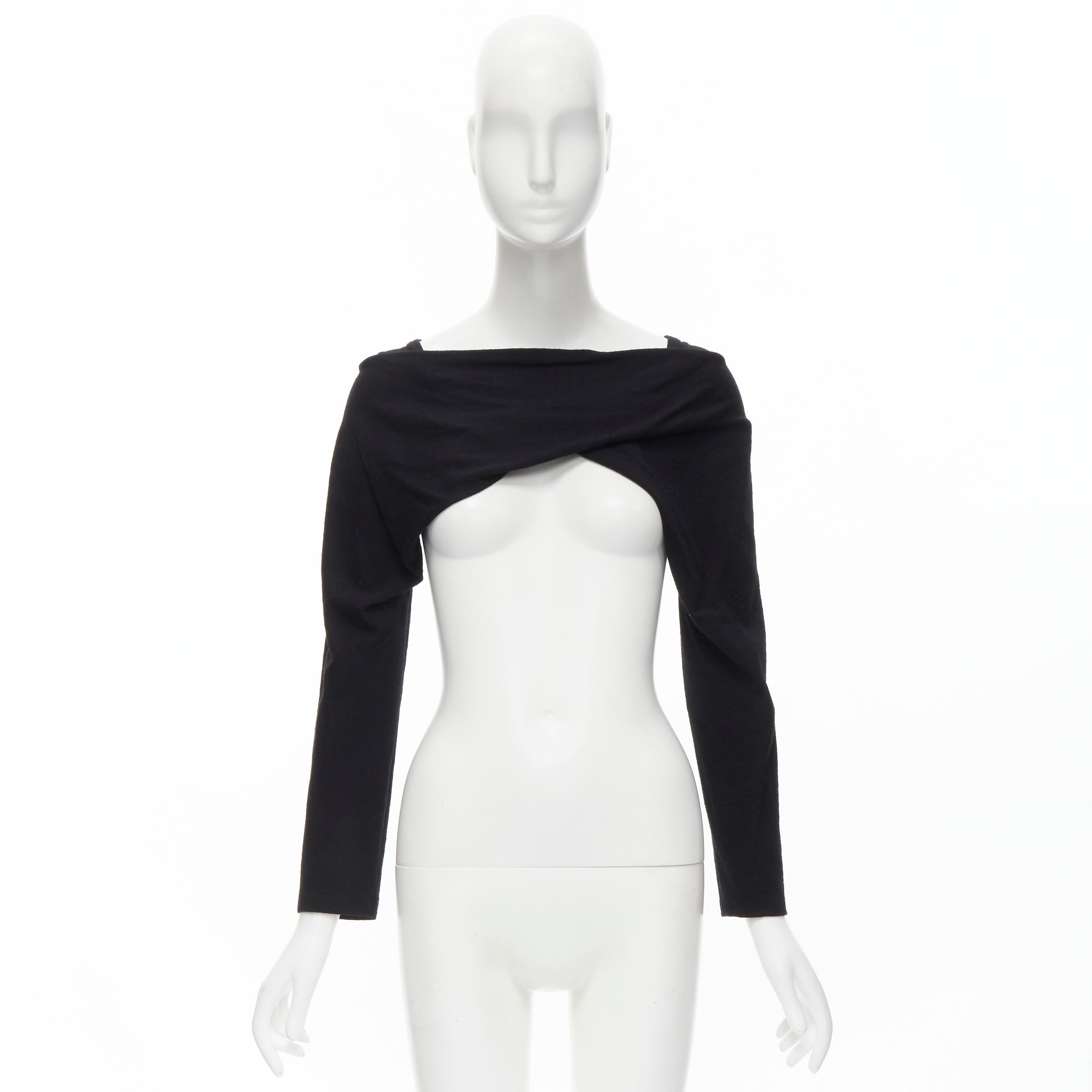 TRICOT COMME DES GARCONS Vintage black twisted cropped long sleeve top For Sale 6