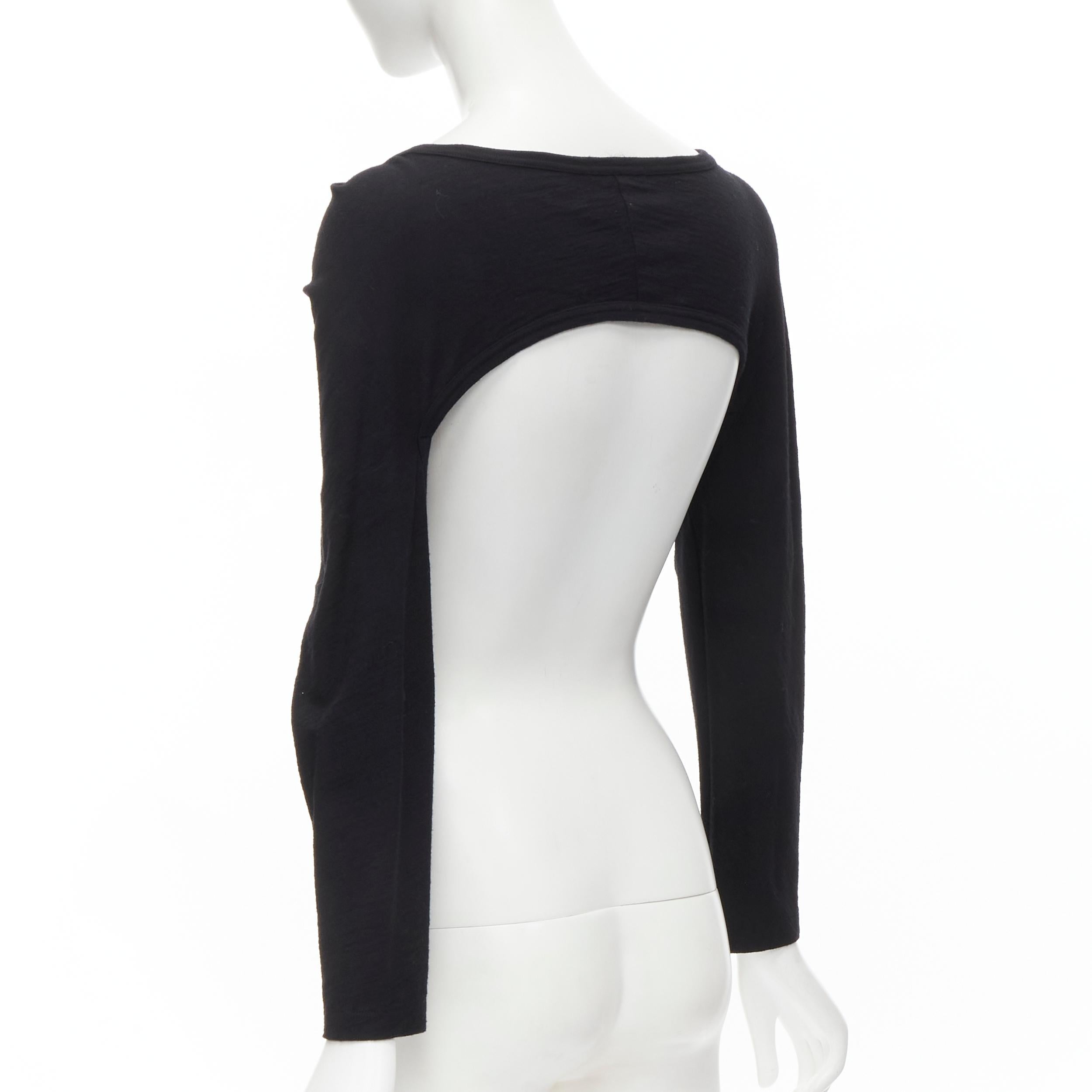 TRICOT COMME DES GARCONS Vintage black twisted cropped long sleeve top For Sale 1
