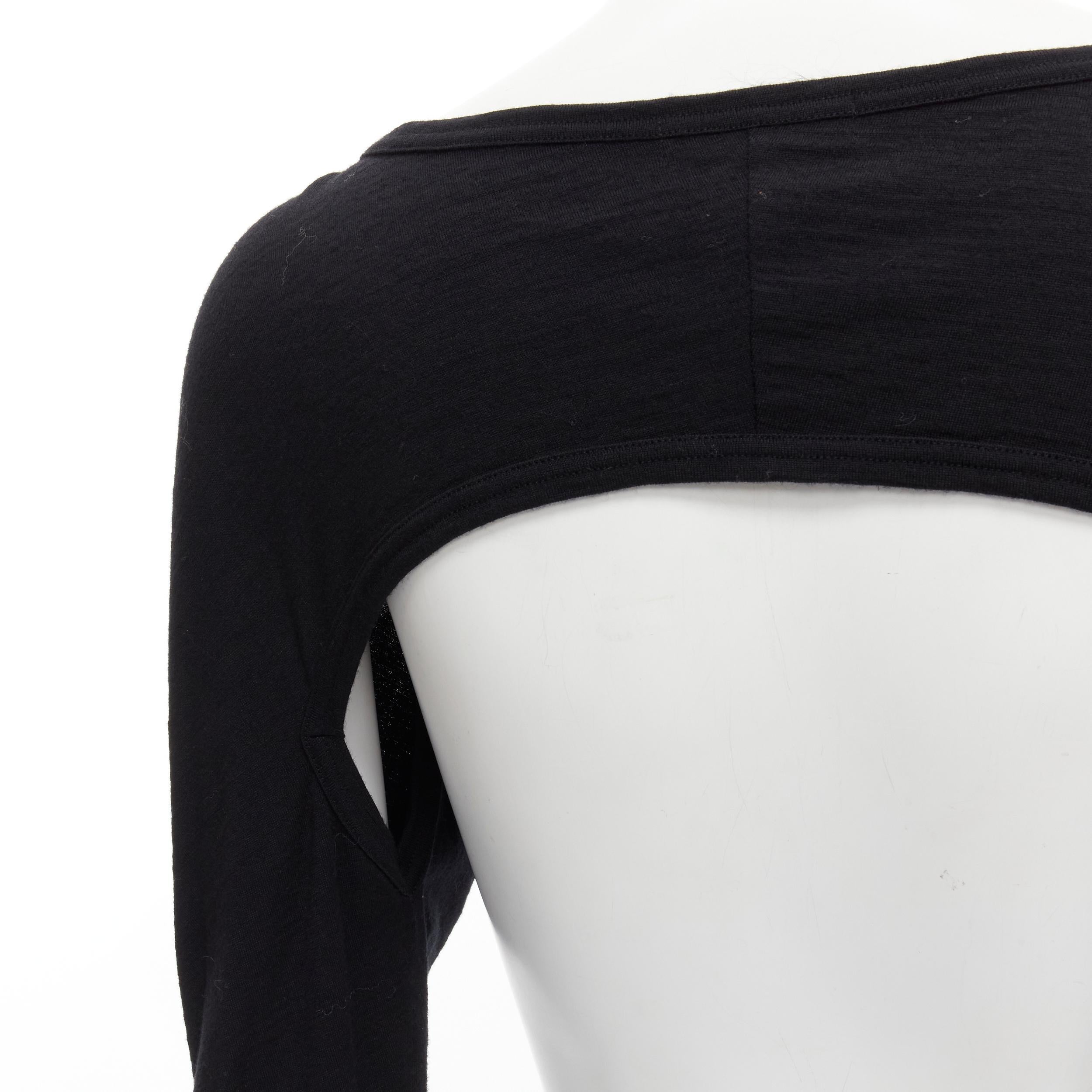 TRICOT COMME DES GARCONS Vintage black twisted cropped long sleeve top 1