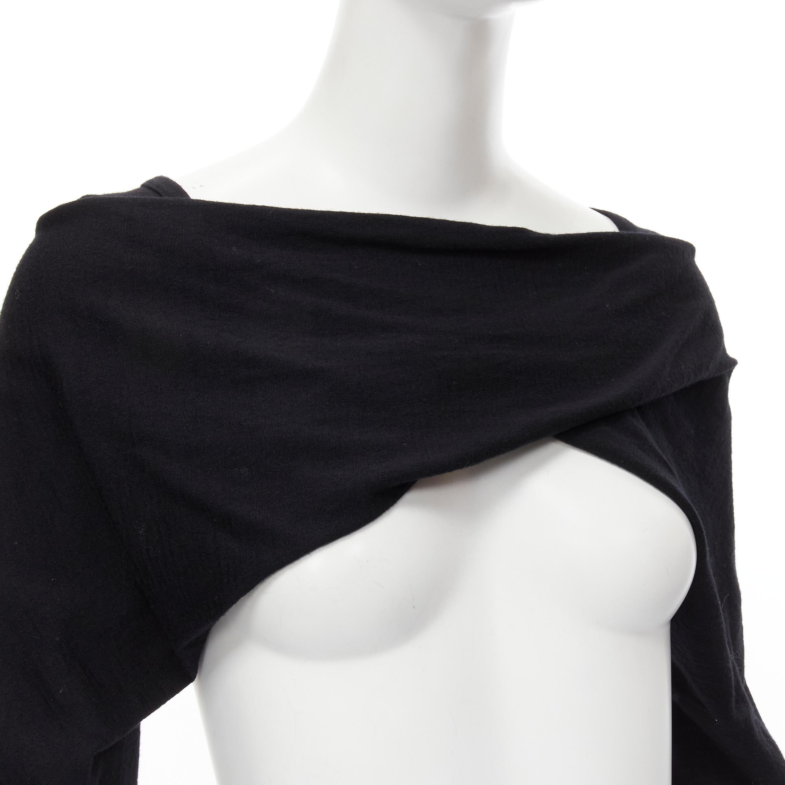 TRICOT COMME DES GARCONS Vintage black twisted cropped long sleeve top 2