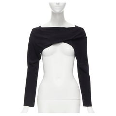TRICOT COMME DES GARCONS Vintage black twisted cropped long sleeve top
