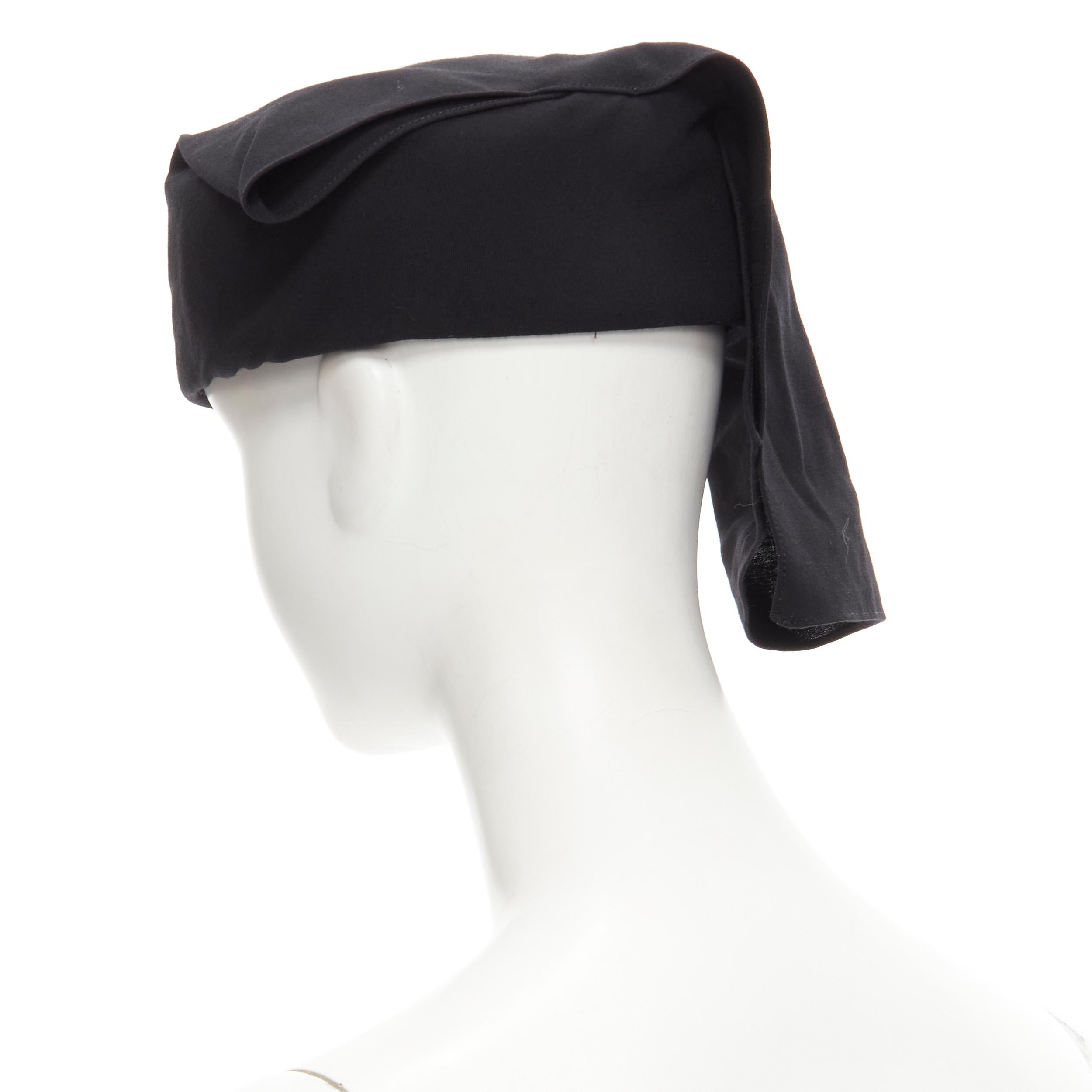 Black TRICOT COMME DES GARCONS Vintage black wool draped apostolnik raffia hat