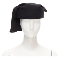 TRICOT COMME DES GARCONS Vintage black wool draped apostolnik raffia hat