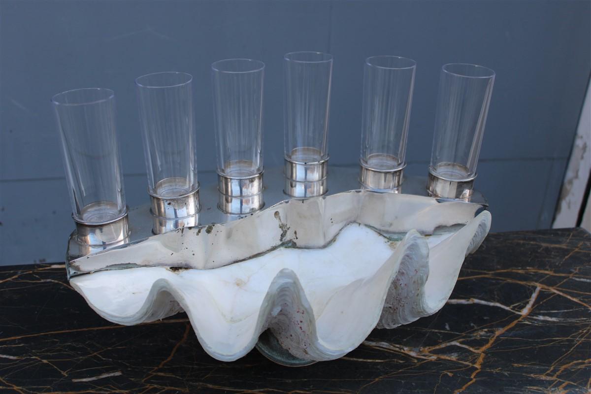 Tridacna Shell With Champagne Glasses Oysters Gabriella Binazzi 1970 For Sale 4