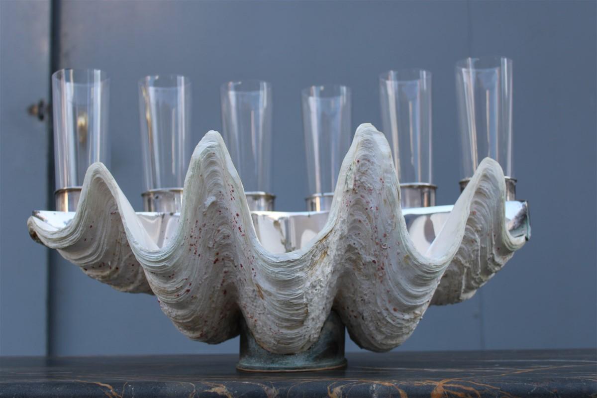 Tridacna Shell With Champagne Glasses Oysters Gabriella Binazzi 1970 For Sale 9