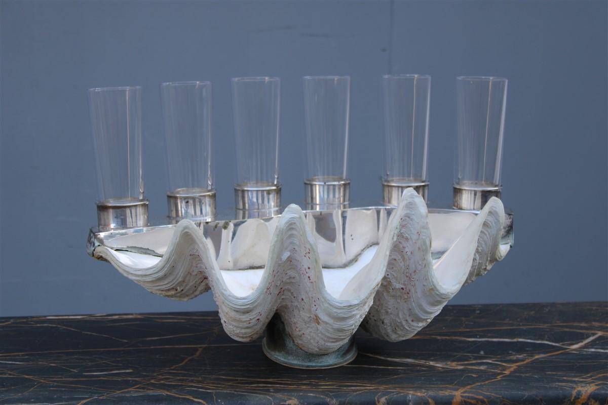 Tridacna Shell With Champagne Glasses Oysters Gabriella Binazzi 1970 For Sale 3