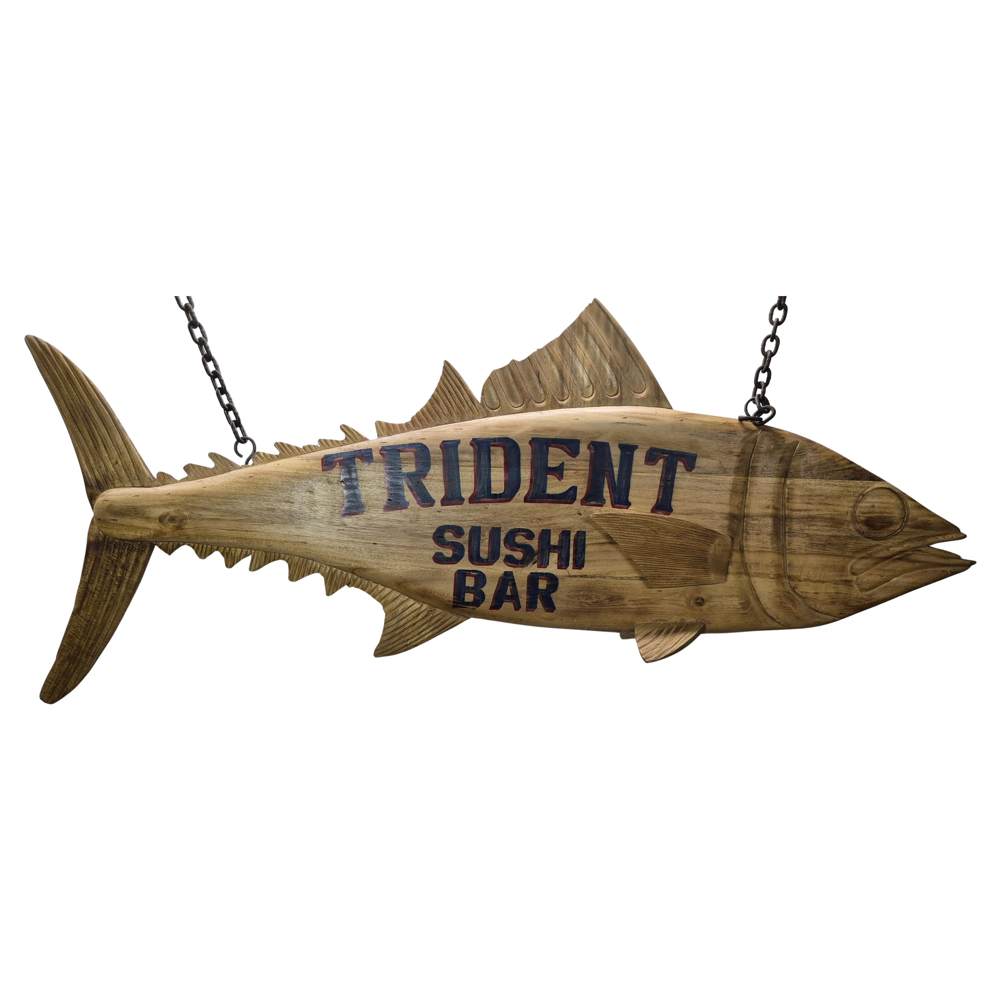 Trident Sushi Bar Cartel de Comercio Tallado