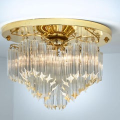 Triedri Crystal Gold-Plated Flush Mount by Venini, Italy