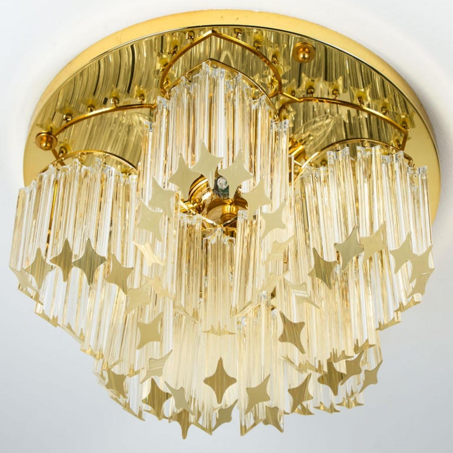 Mid-Century moderno Fontana da incasso in cristallo Triedri placcato oro di Venini, Italia in vendita