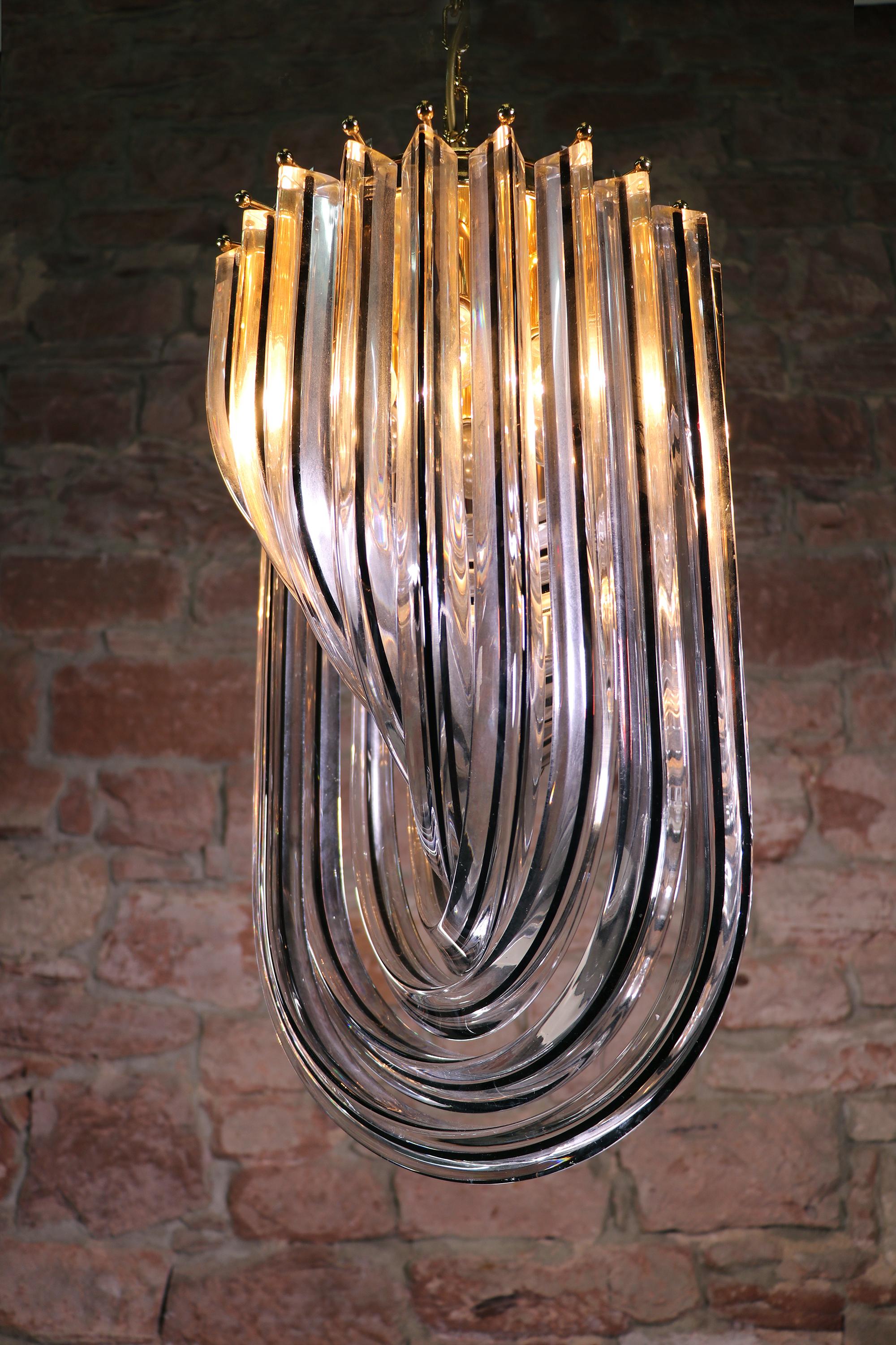 Fait main Lustre en verre de Murano Triedri Curvati de Carlo Nason pour Venini, Italie en vente