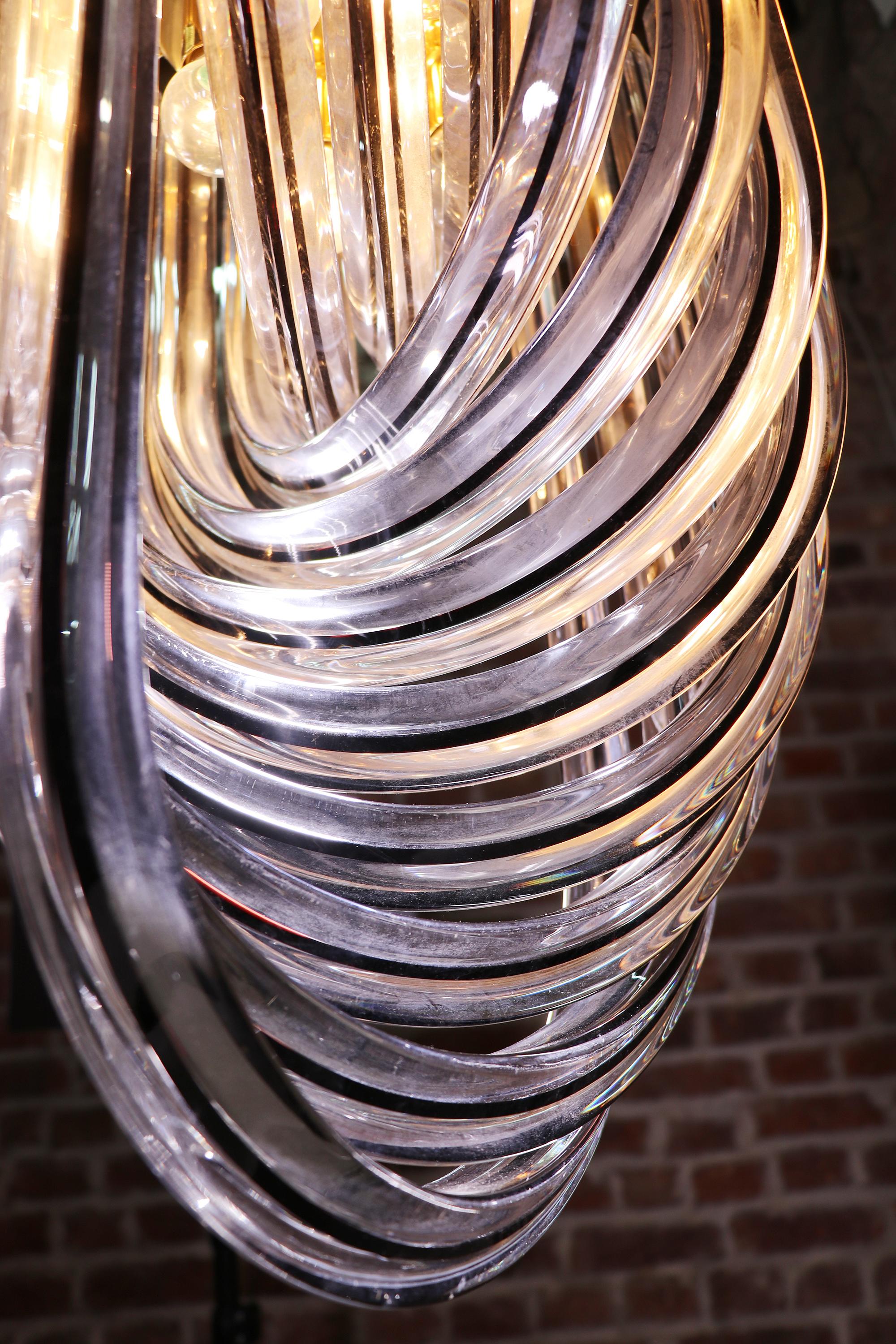 Lustre en verre de Murano Triedri Curvati de Carlo Nason pour Venini, Italie Excellent état - En vente à Niederdorfelden, Hessen