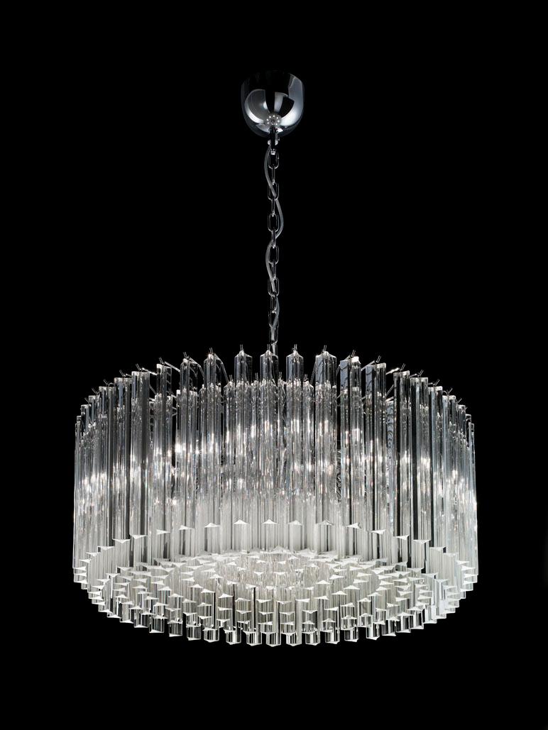 Mid-Century Modern Triedri Drum Chandelier For Sale
