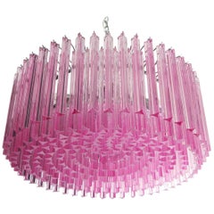 Triedri Glass Chandelier, 265 Pink Prism, Murano