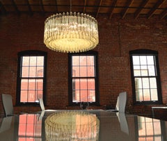 Triedri Glass Chandelier, 265 Trasparent Prism, Murano