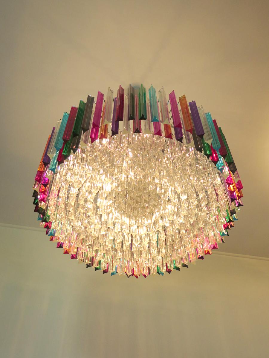 Lámpara de Cristal Italiano Triedri Multicolor Estilo Venini, Murano, 1995 en venta 6