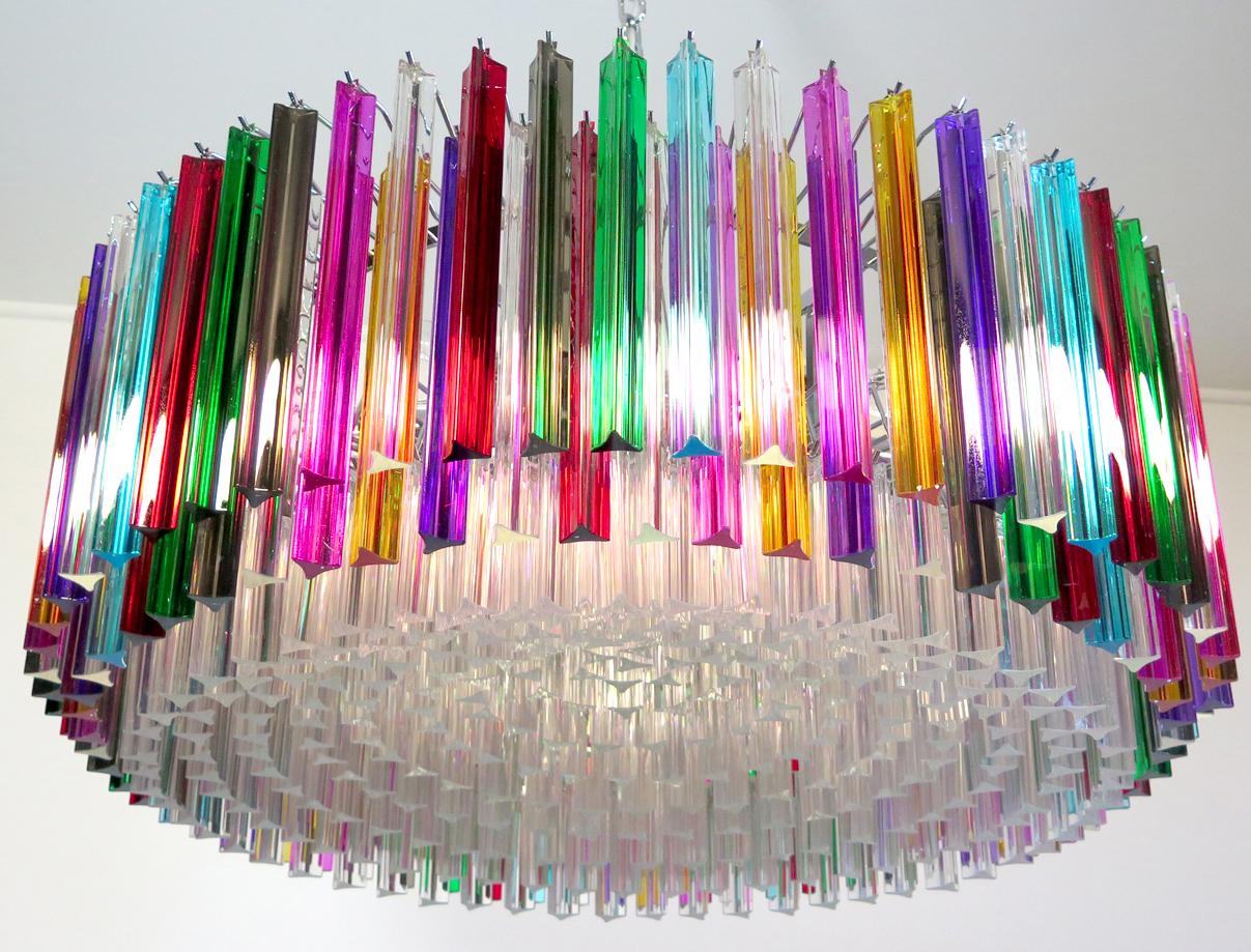 Lámpara de Cristal Italiano Triedri Multicolor Estilo Venini, Murano, 1995 en venta 1