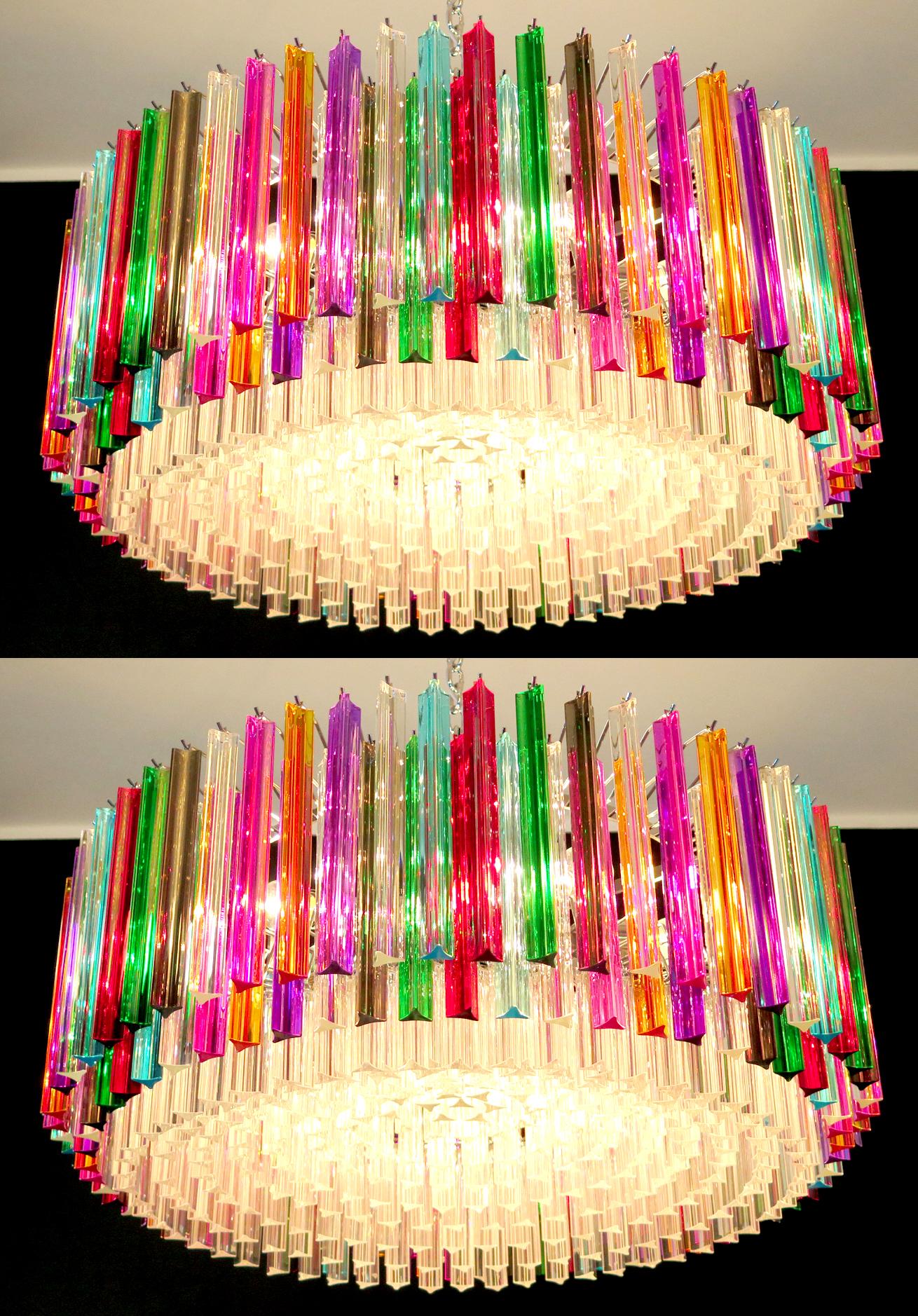 Lámpara de Cristal Italiano Triedri Multicolor Estilo Venini, Murano, 1995 en venta 2
