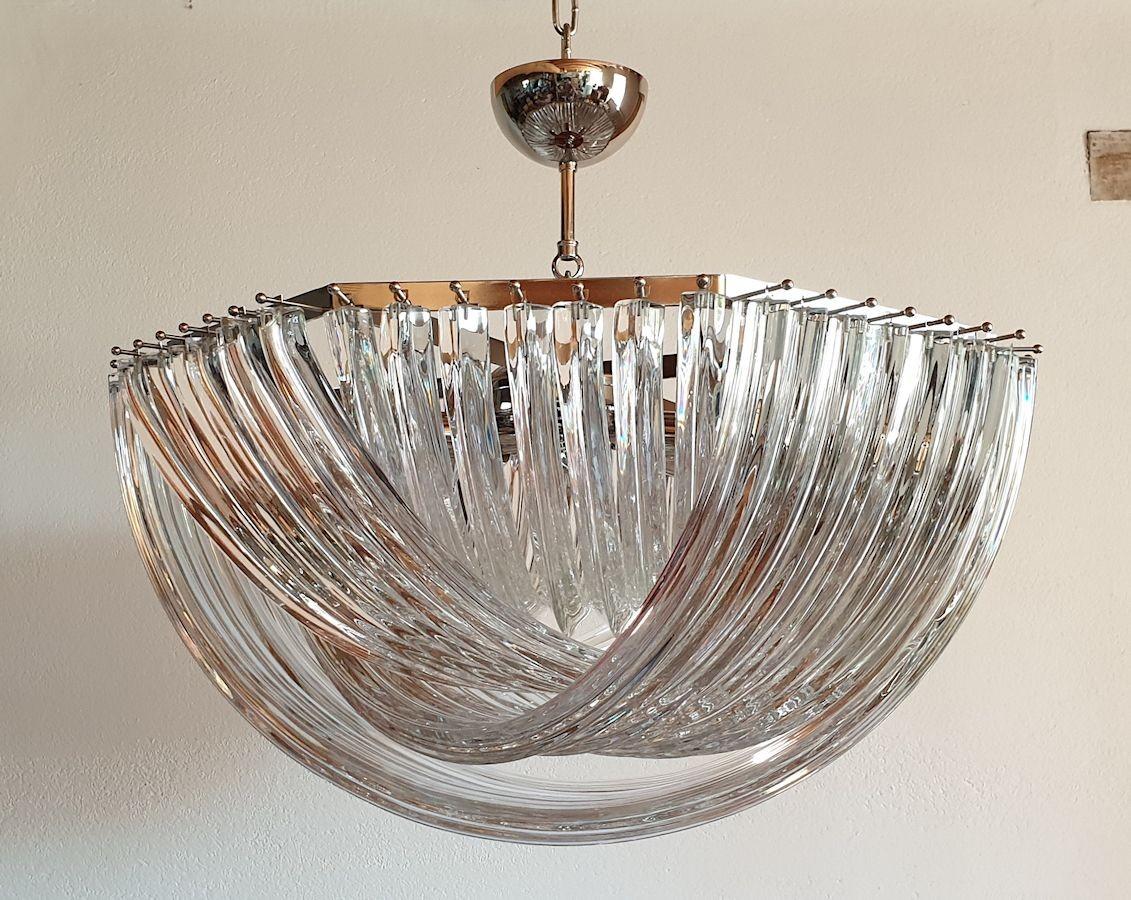Italian Triedri Murano Glass Chandelier by Venini For Sale