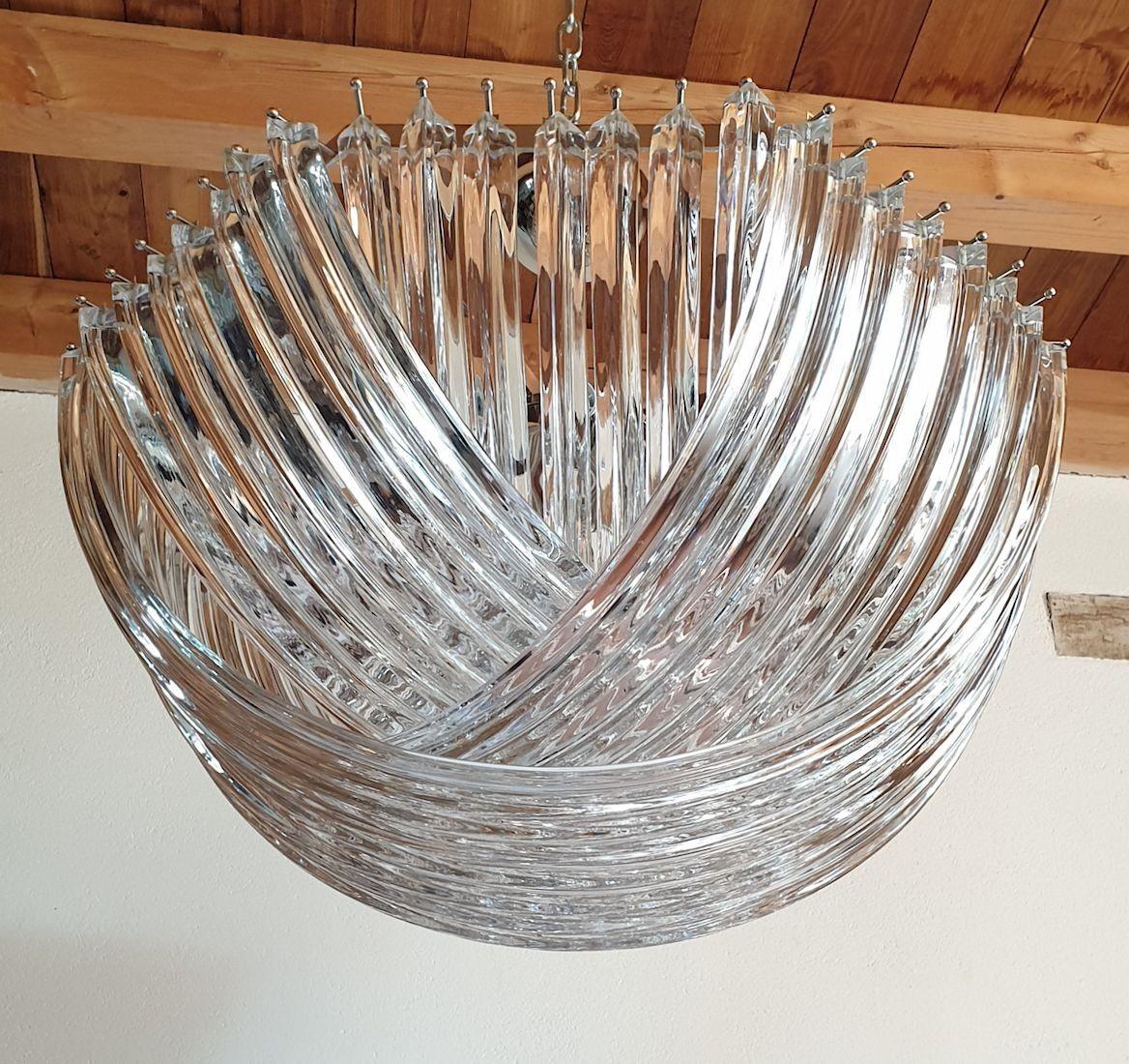 Late 20th Century Triedri Murano Glass Chandelier by Venini For Sale