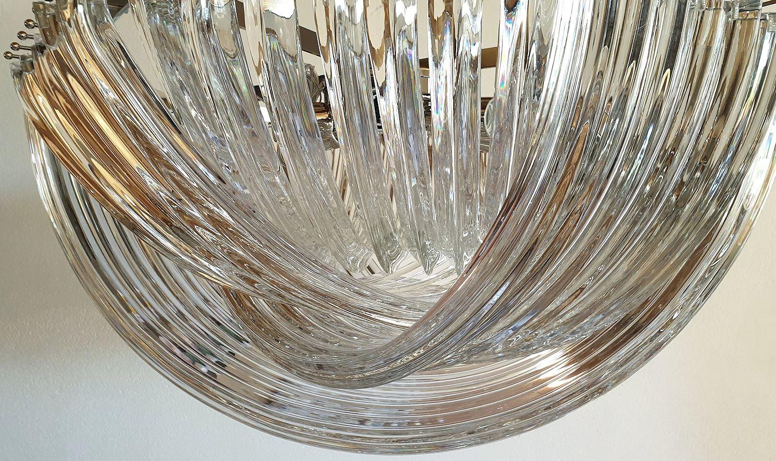 Triedri Murano Glass Chandelier by Venini For Sale 3