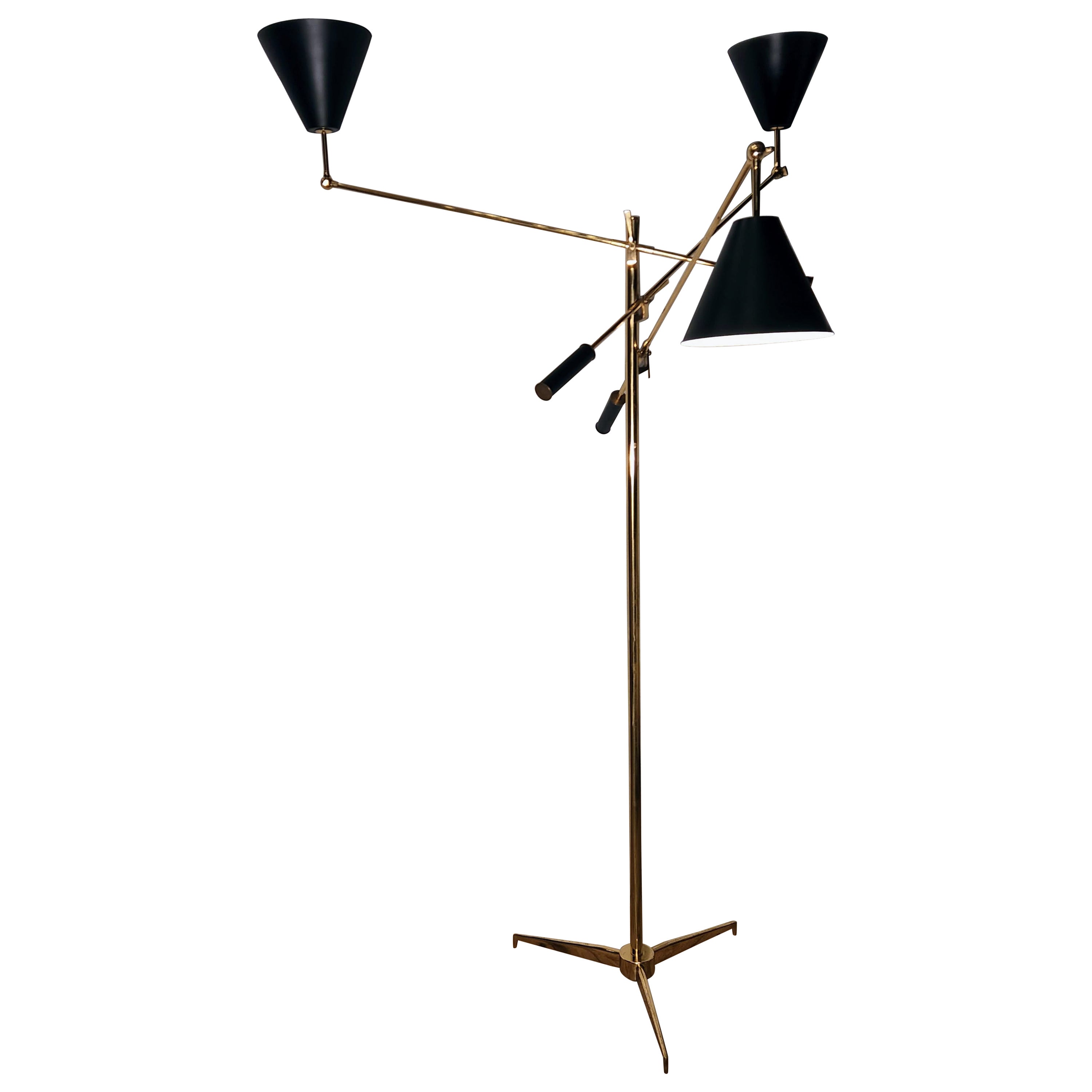 Triennale Brass Floor Lamp Mod. 12128 Angelo Lelli for Arredoluce, Italy, C.1950