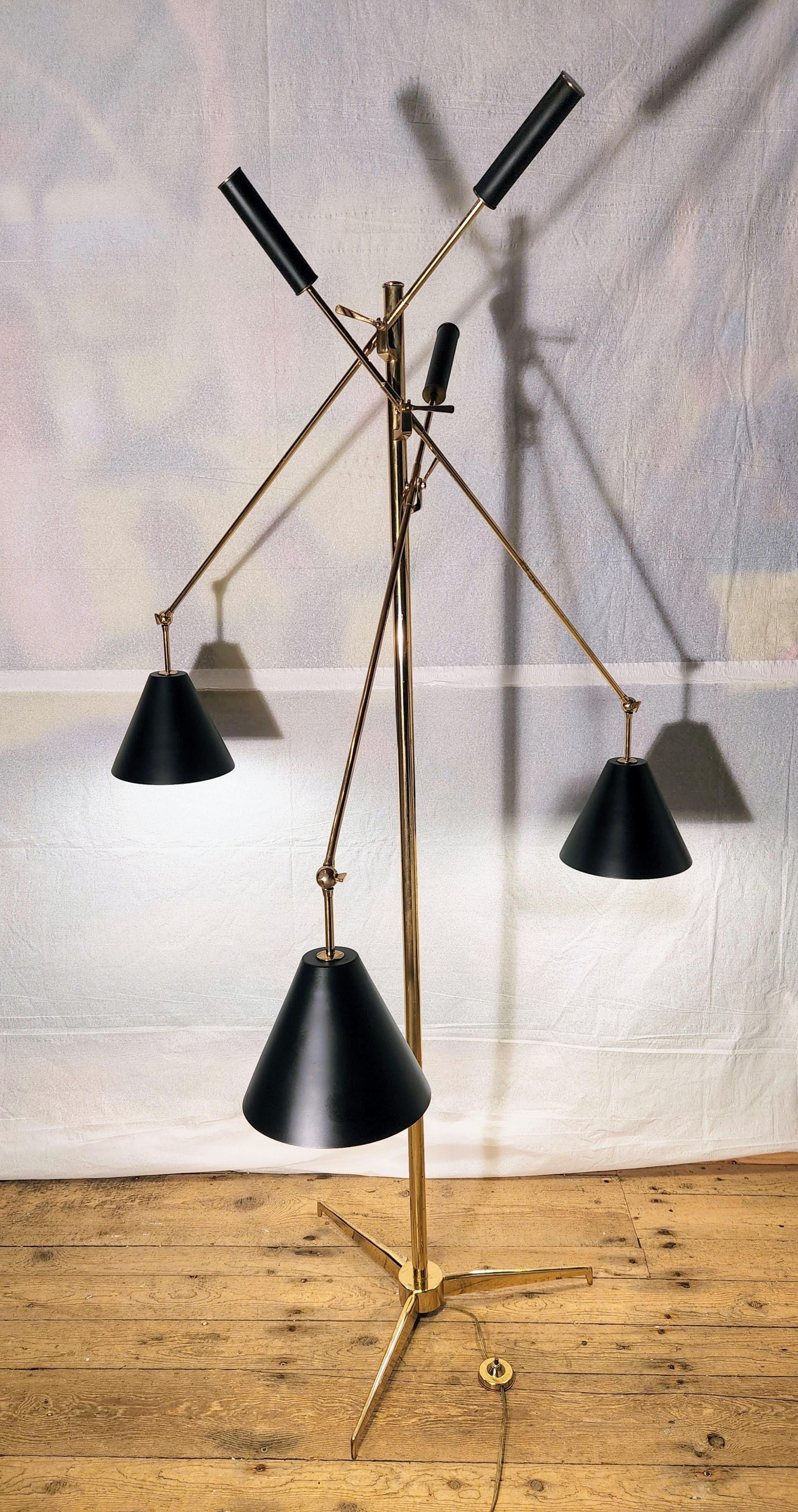 Triennale Brass Floor Lamp Mod. 12128 Angelo Lelli for Arredoluce, Italy, C.1950 3