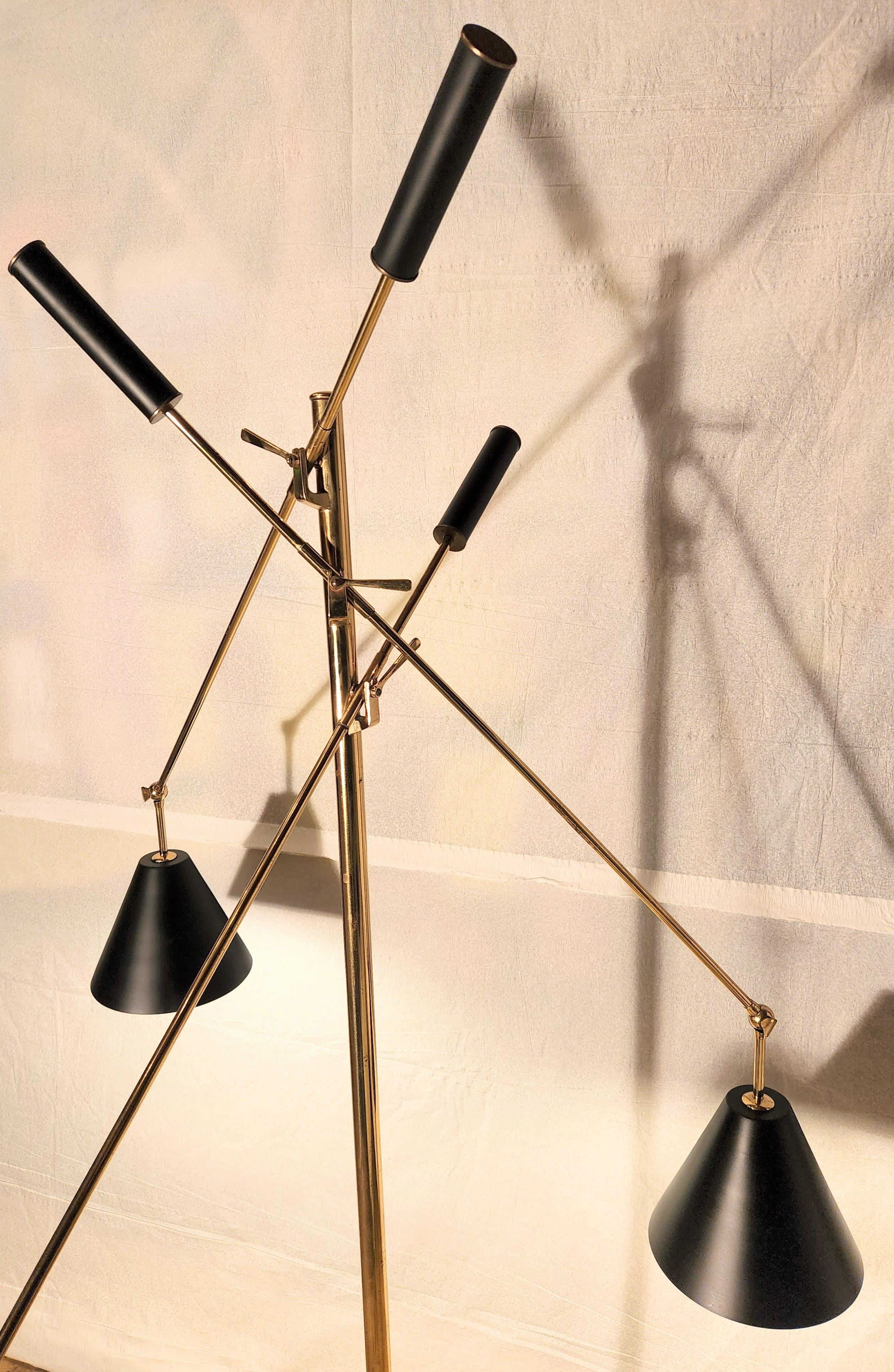 Triennale Brass Floor Lamp Mod. 12128 Angelo Lelli for Arredoluce, Italy, C.1950 4
