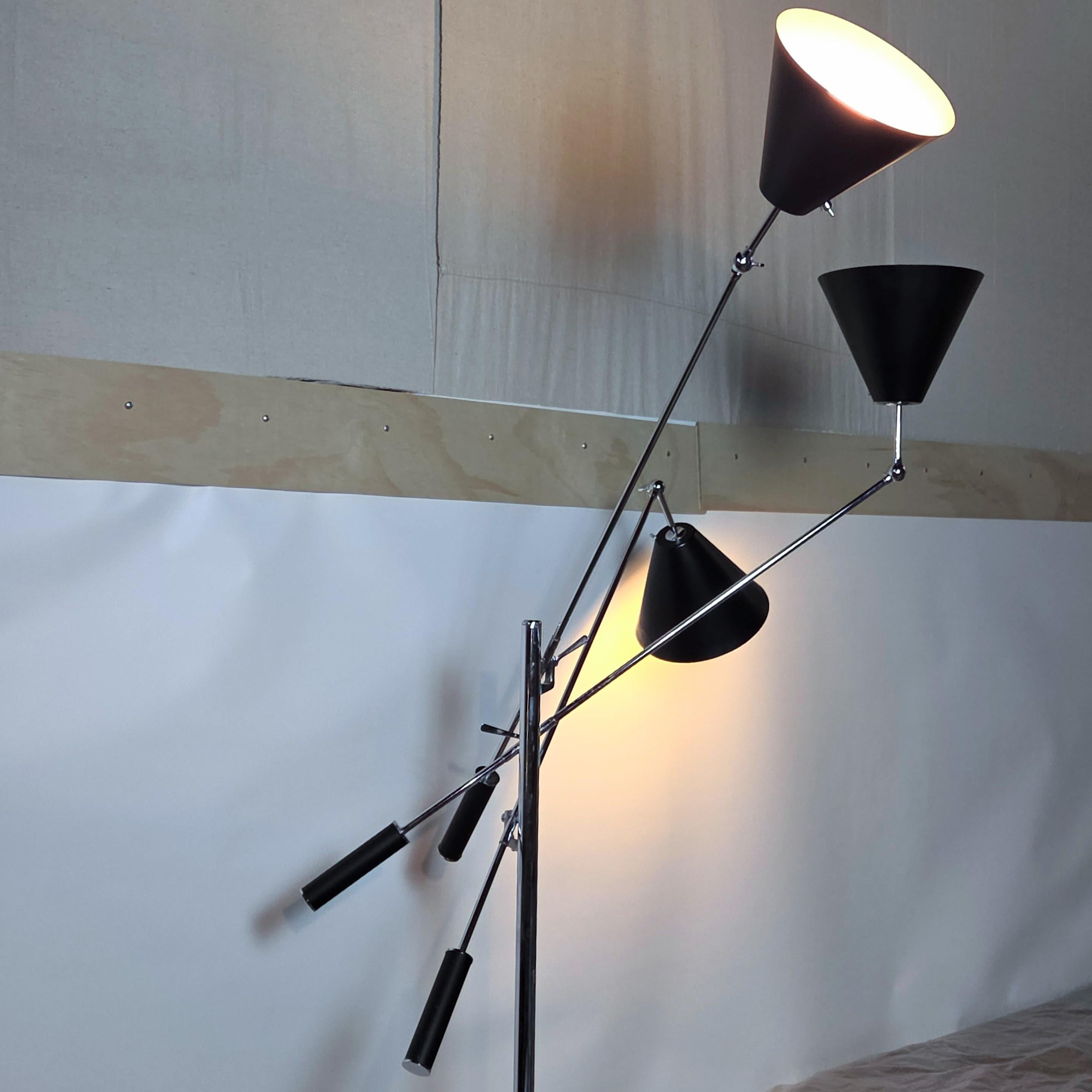 Triennale Chrome Floor Lamp Mod. 12128 Angelo Lelli for Arredoluce, Italy C.1950 For Sale 2