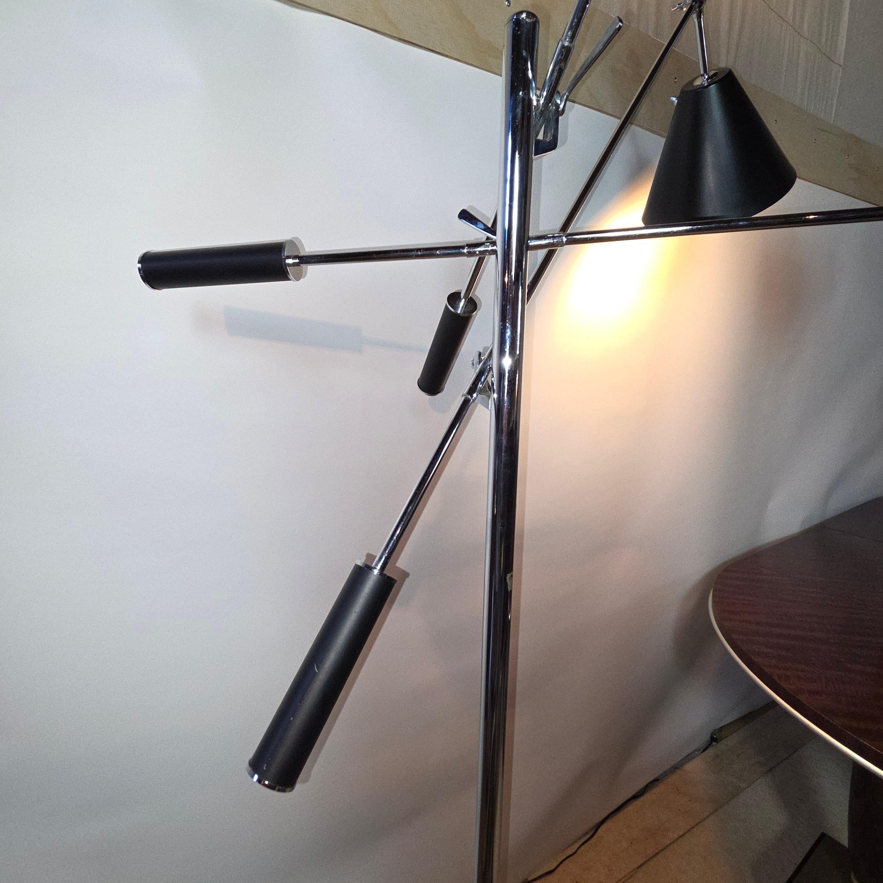 Cast Triennale Chrome Floor Lamp Mod. 12128 Angelo Lelli for Arredoluce, Italy C.1950 For Sale
