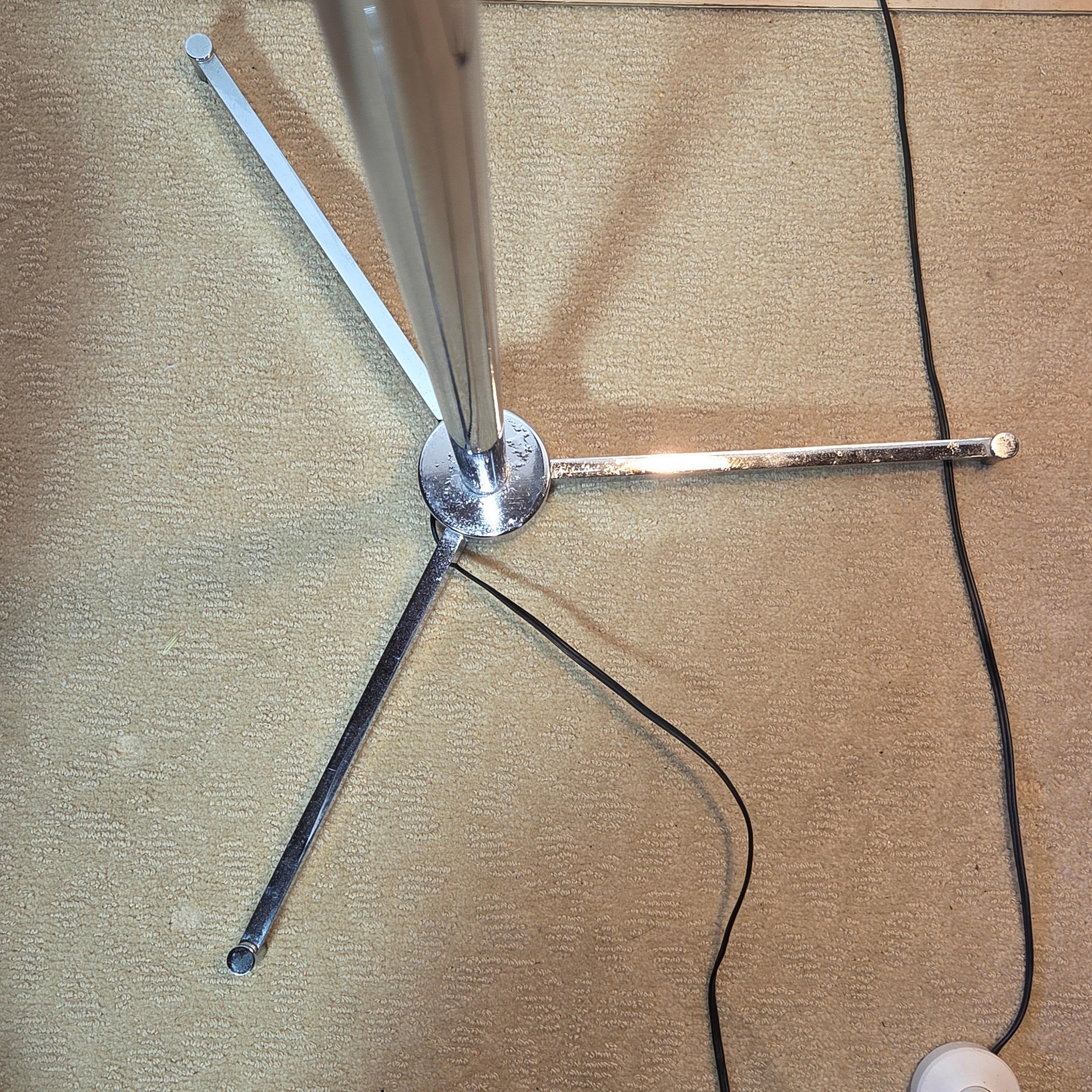 Triennale Chrome Floor Lamp Mod. 12128 Angelo Lelli for Arredoluce, Italy C.1950 In Good Condition For Sale In Camden, ME
