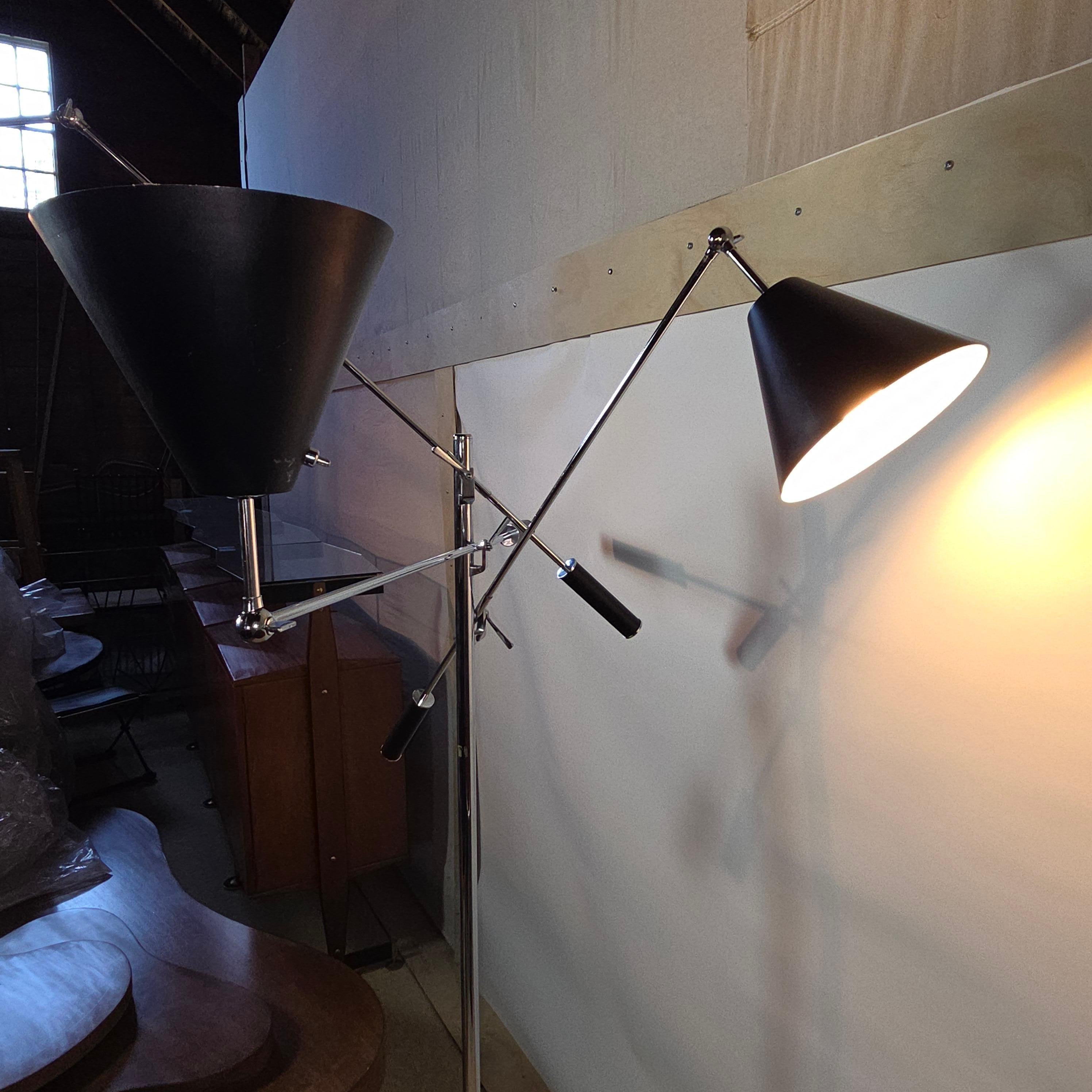 Mid-20th Century Triennale Chrome Floor Lamp Mod. 12128 Angelo Lelli for Arredoluce, Italy C.1950 For Sale