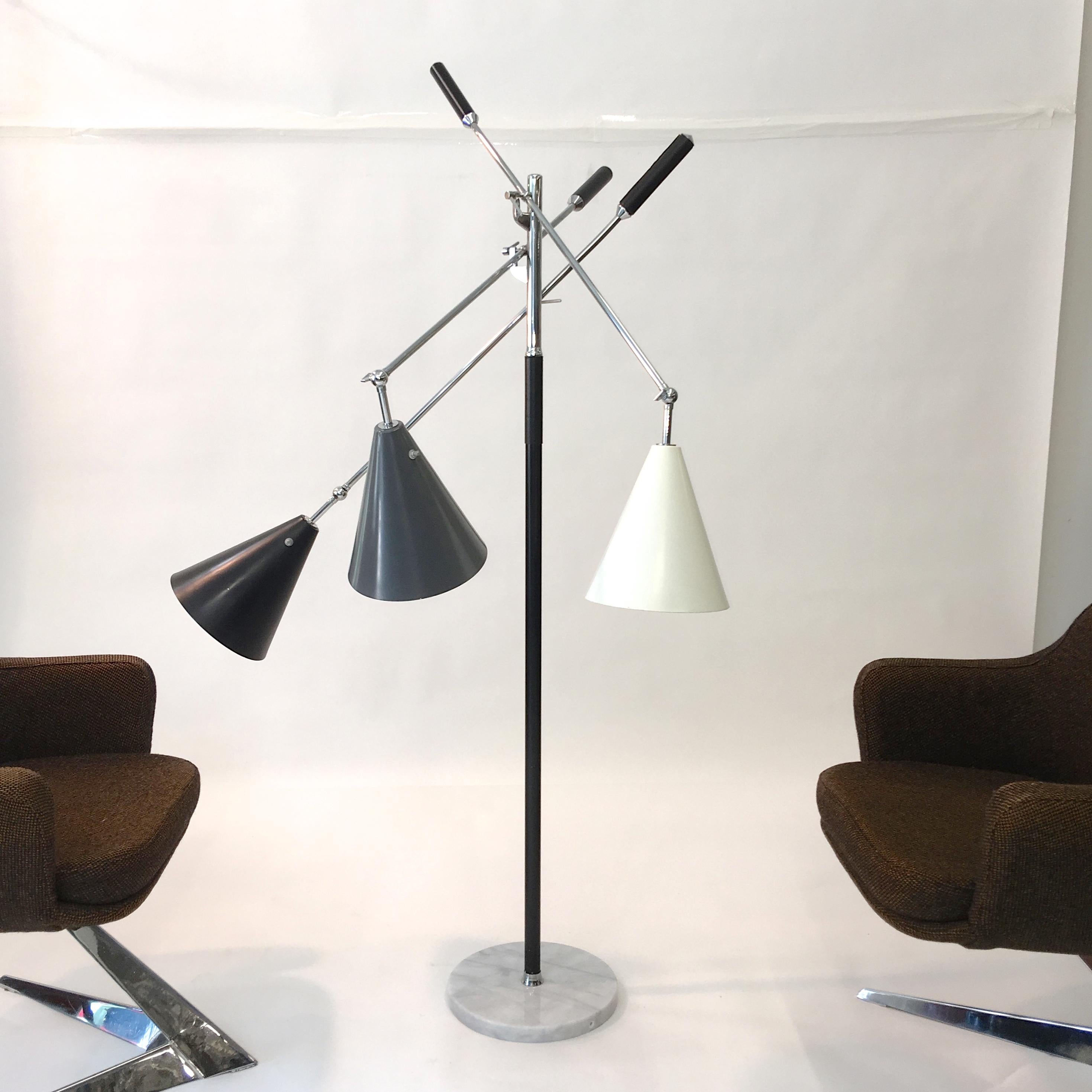 Triennale Floor Lamp Tri-Color, Chrome and Marble by Denis Casey 7