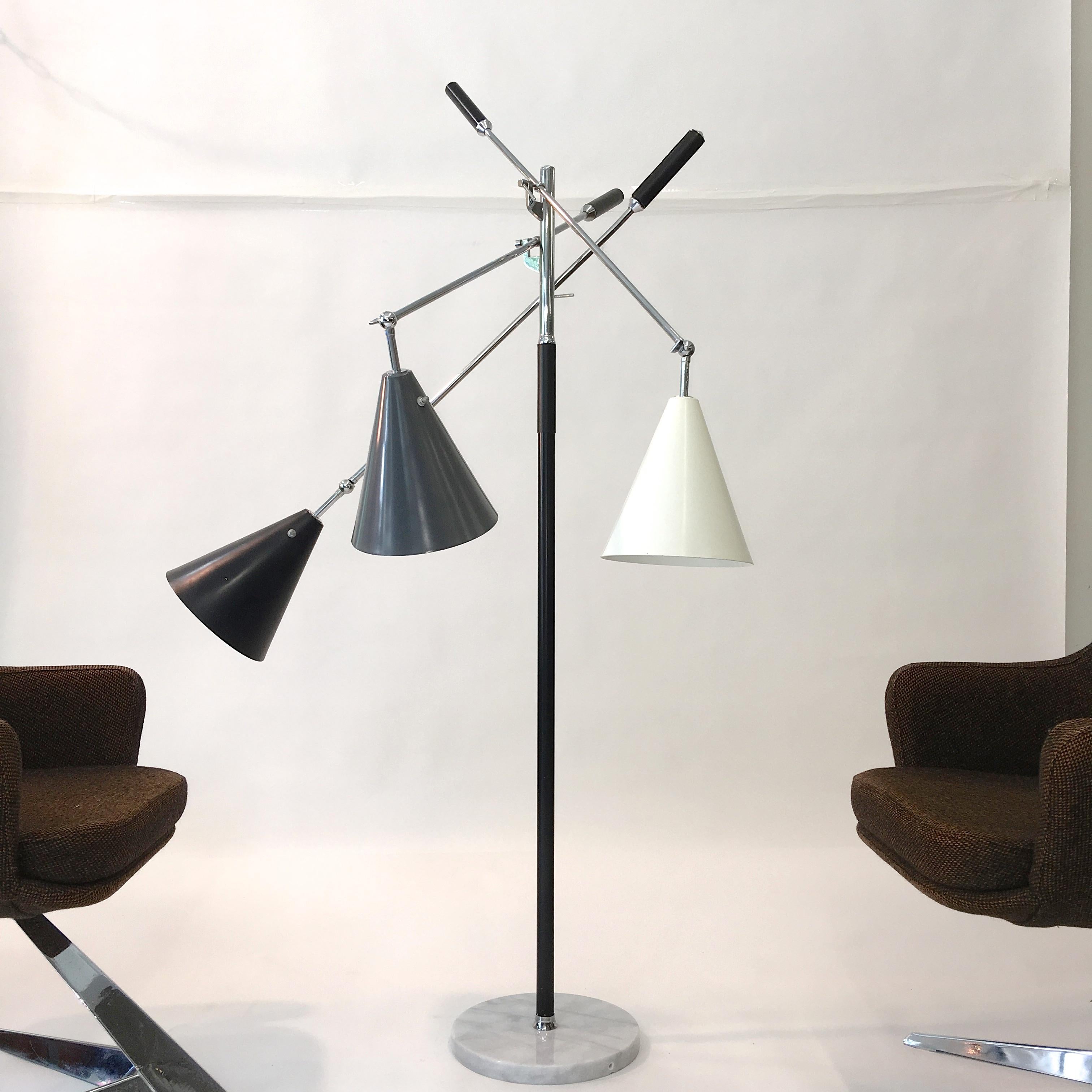 Triennale Floor Lamp Tri-Color, Chrome and Marble by Denis Casey 8