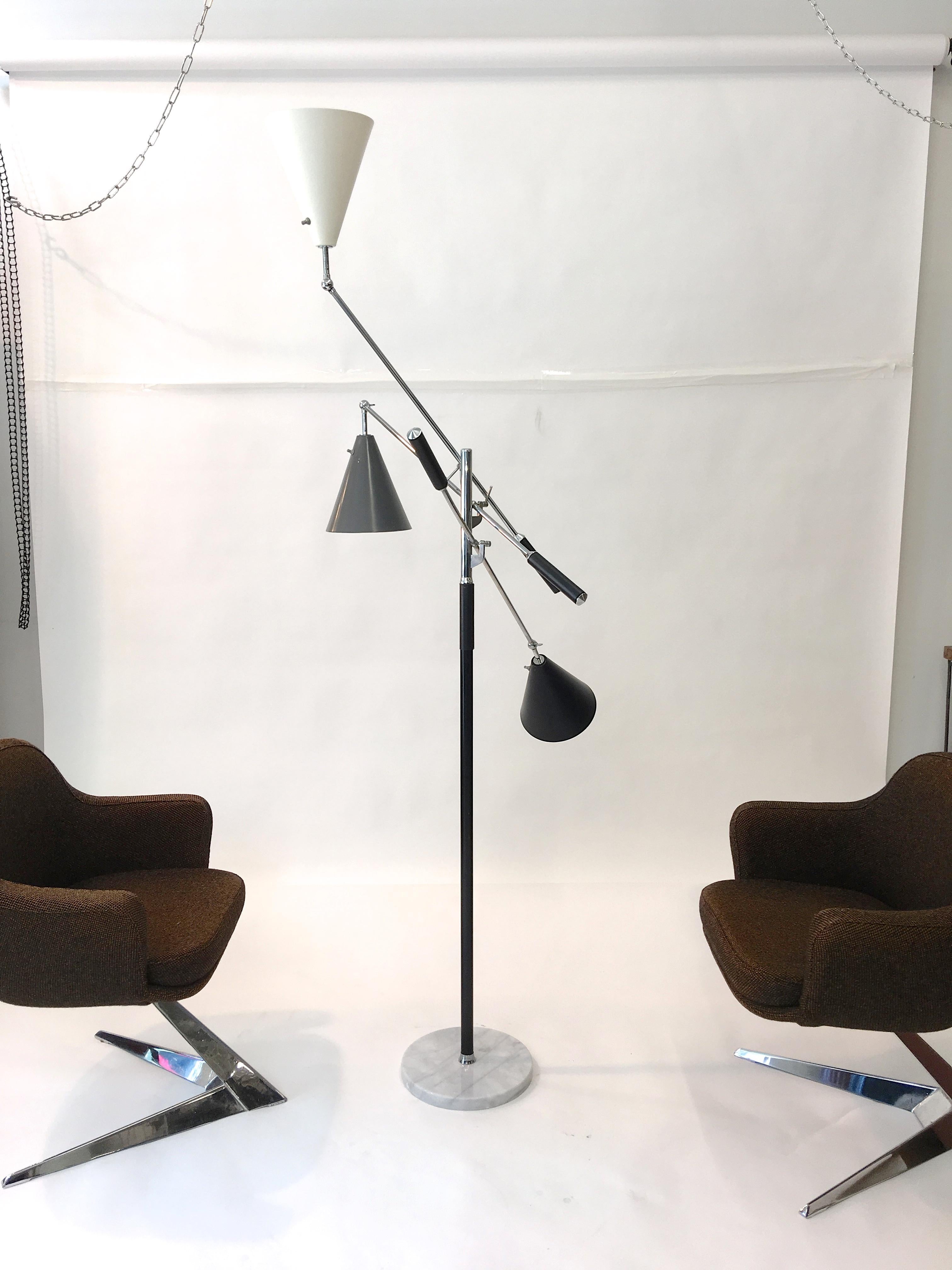 Triennale Floor Lamp Tri-Color, Chrome and Marble by Denis Casey 9