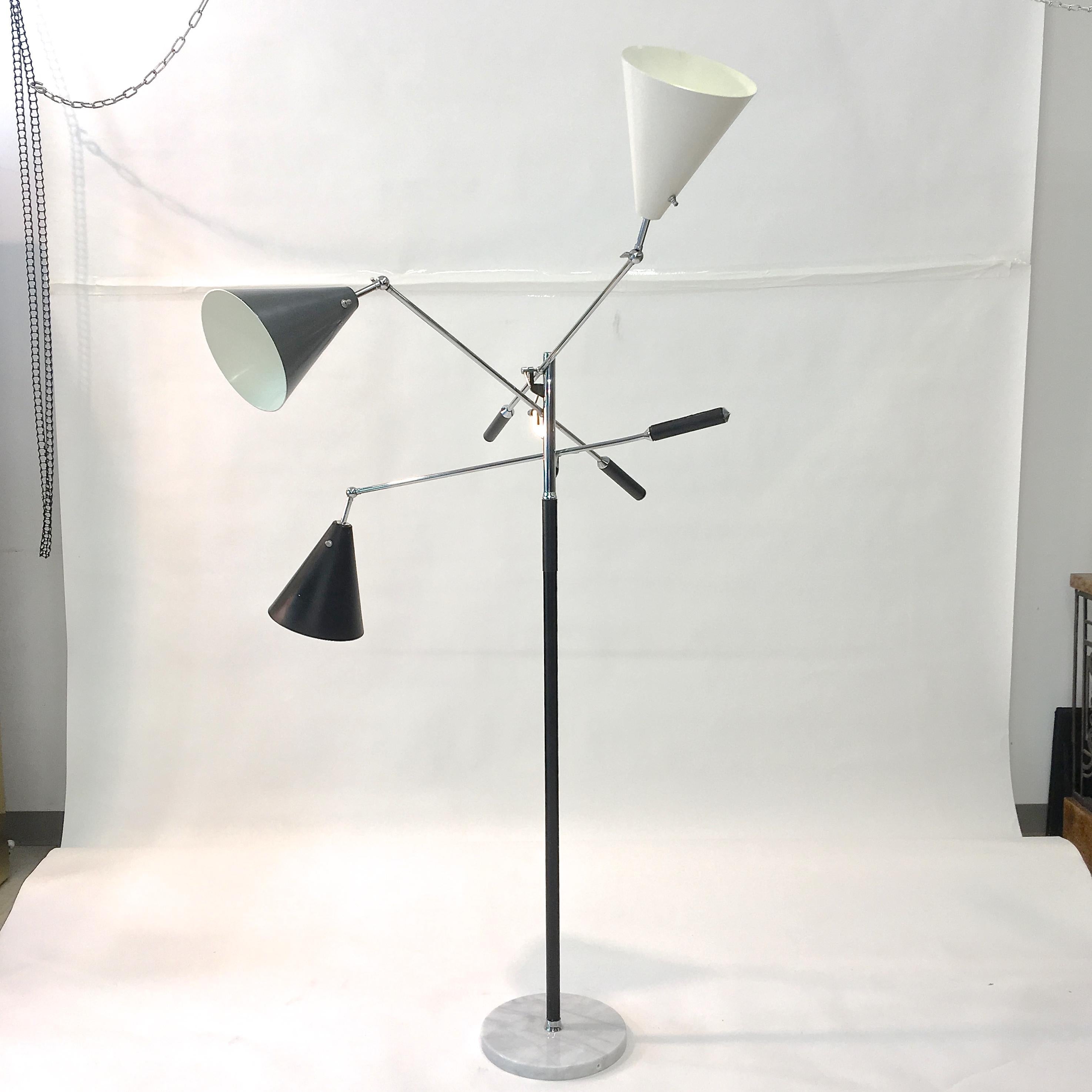 Triennale Floor Lamp Tri-Color, Chrome and Marble by Denis Casey 10