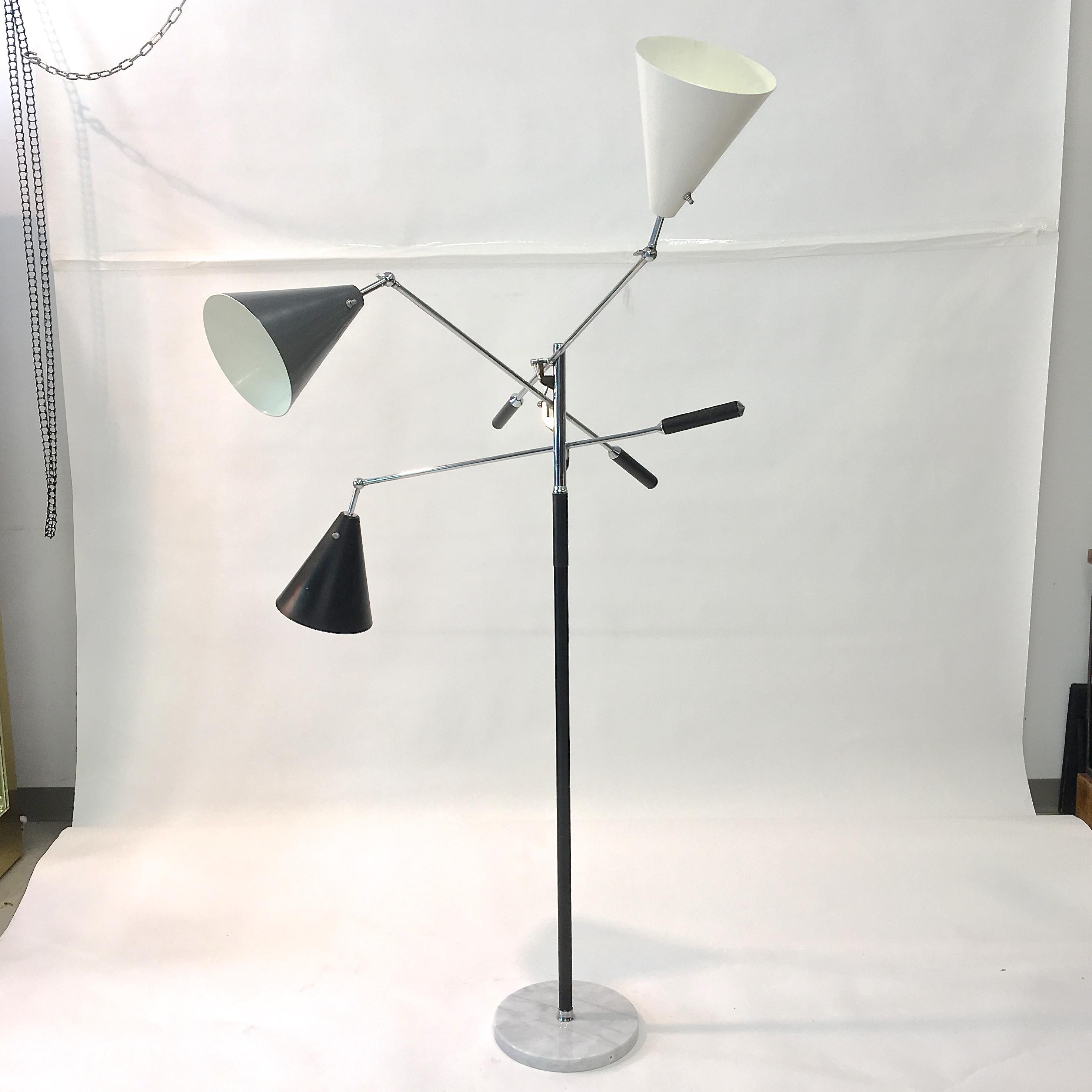 Triennale Floor Lamp Tri-Color, Chrome and Marble by Denis Casey 11