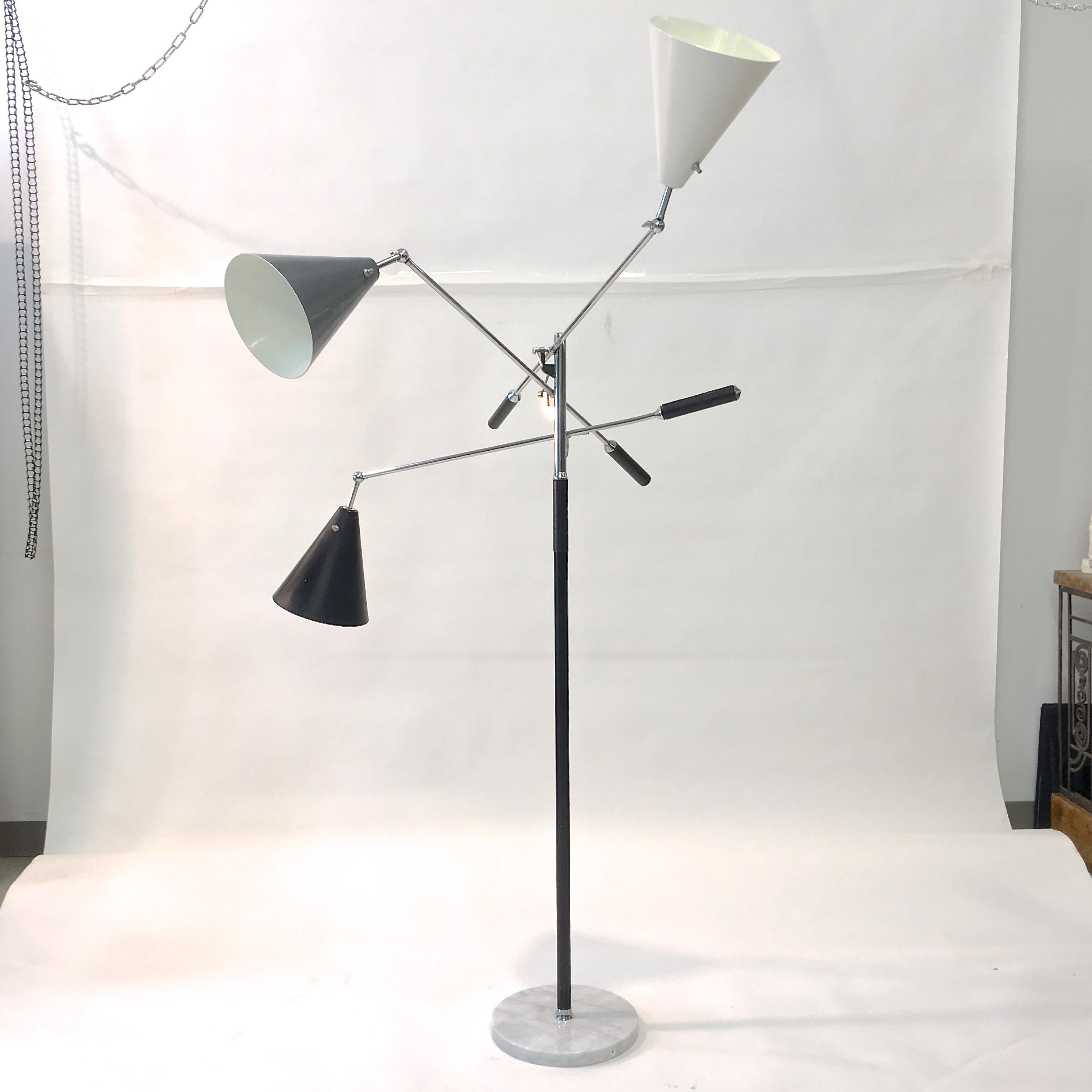 Triennale Floor Lamp Tri-Color, Chrome and Marble by Denis Casey 12
