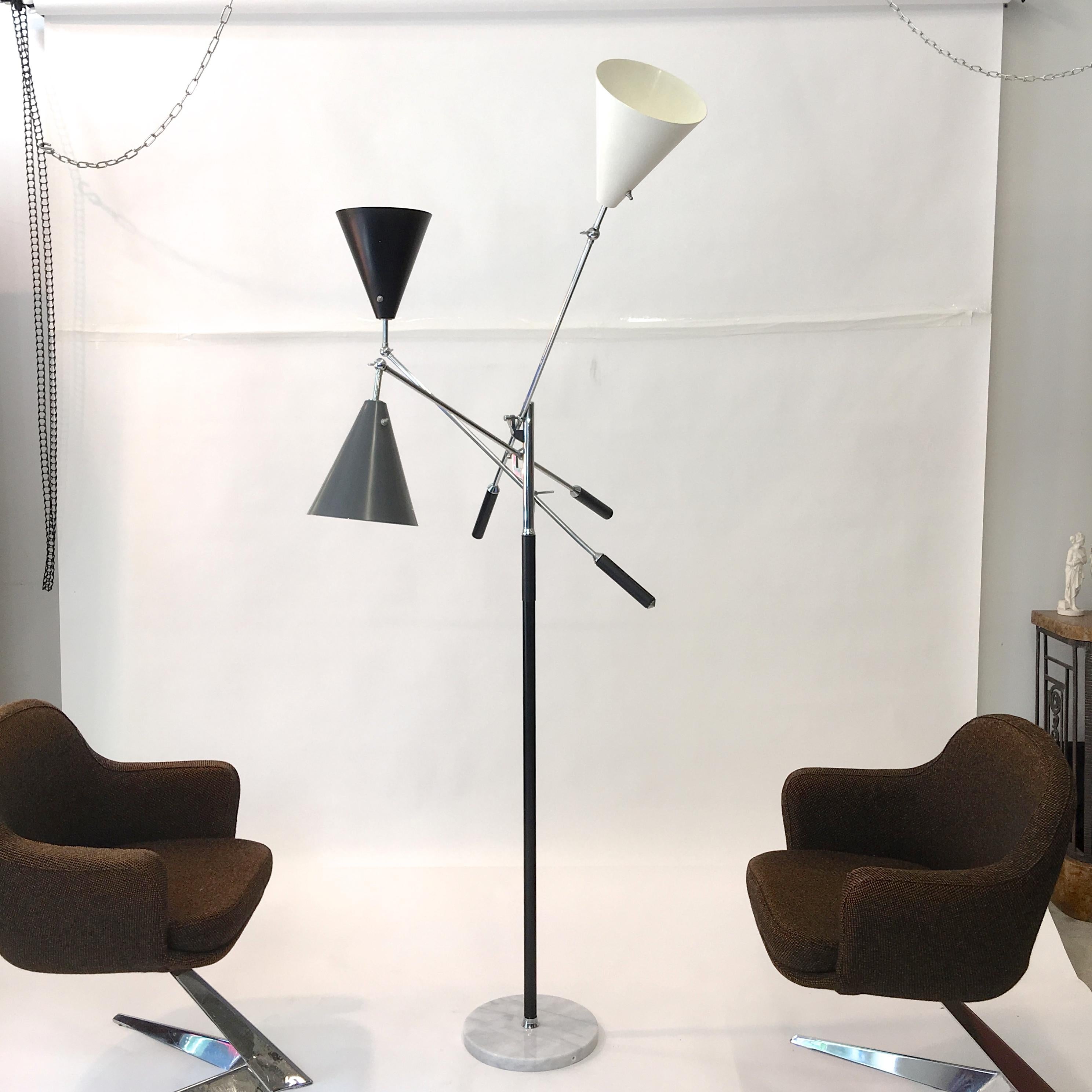 Italian Triennale Floor Lamp Tri-Color, Chrome and Marble by Denis Casey