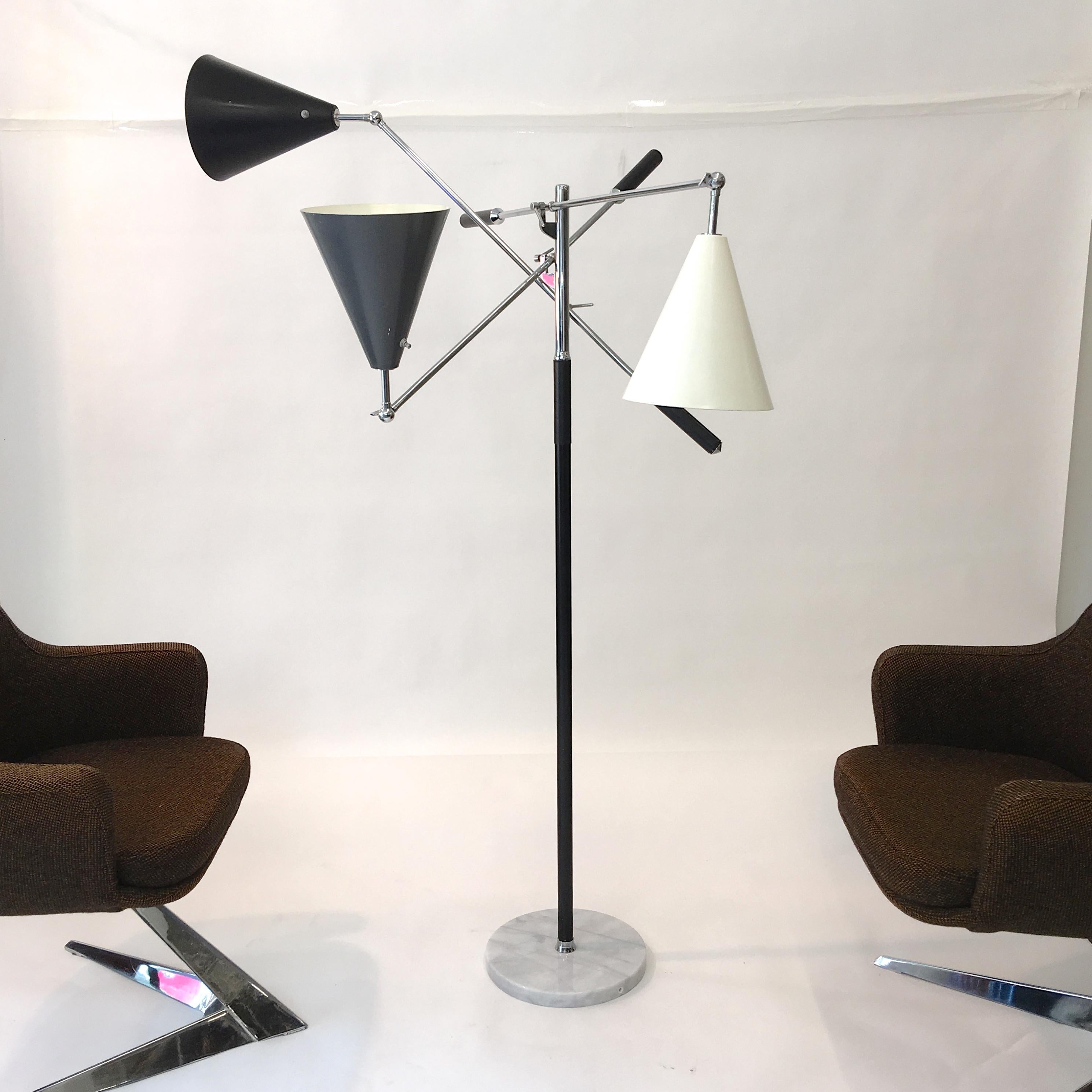 Triennale Floor Lamp Tri-Color, Chrome and Marble by Denis Casey In Good Condition In Hanover, MA