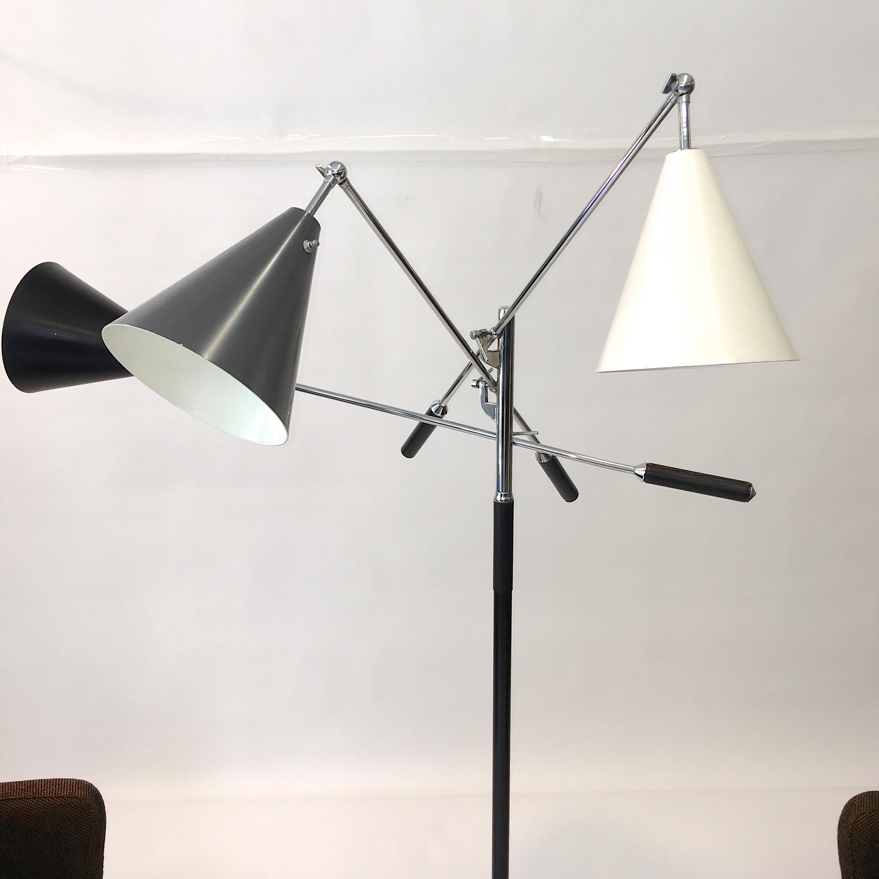 Aluminum Triennale Floor Lamp Tri-Color, Chrome and Marble by Denis Casey