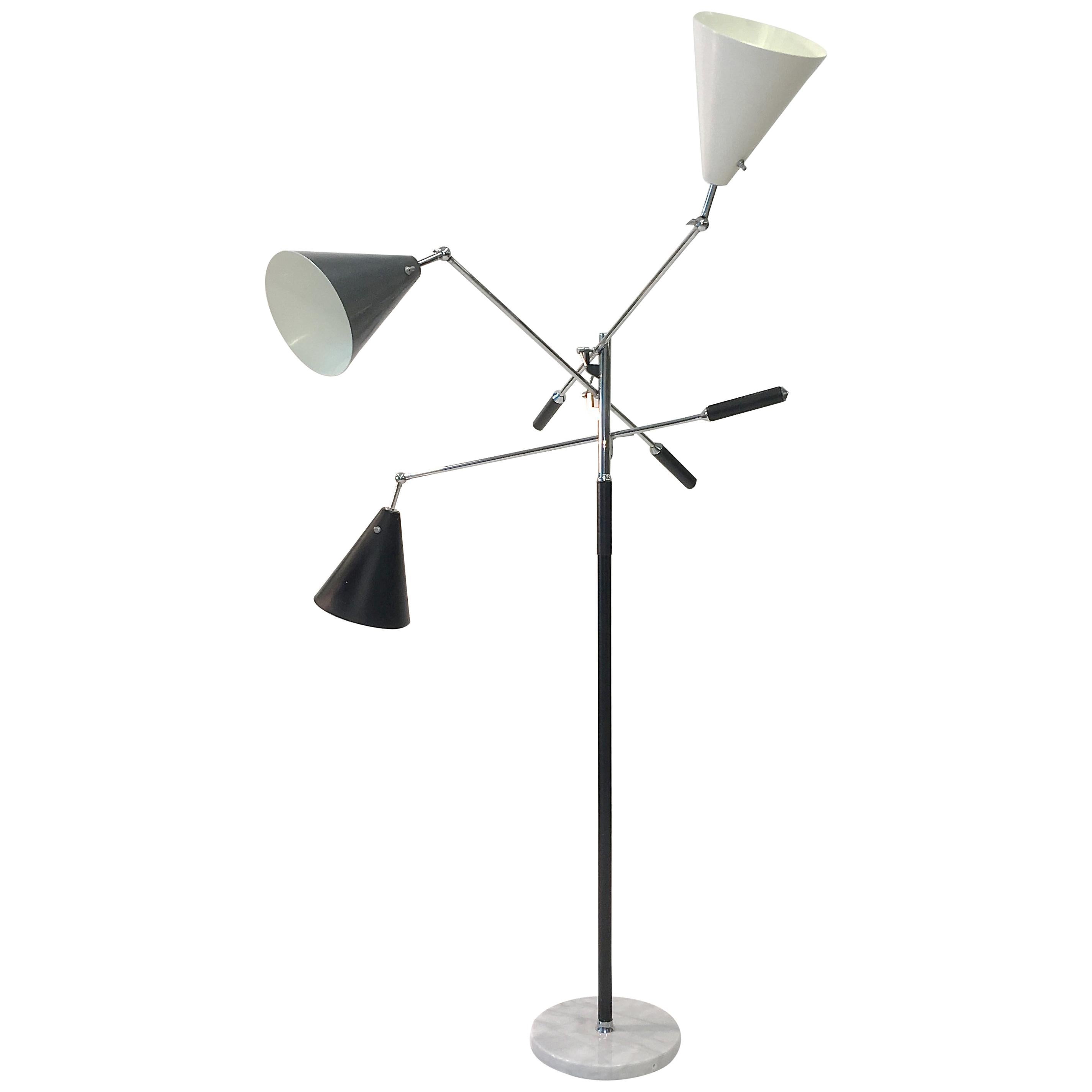 Triennale Floor Lamp Tri-Color, Chrome and Marble by Denis Casey