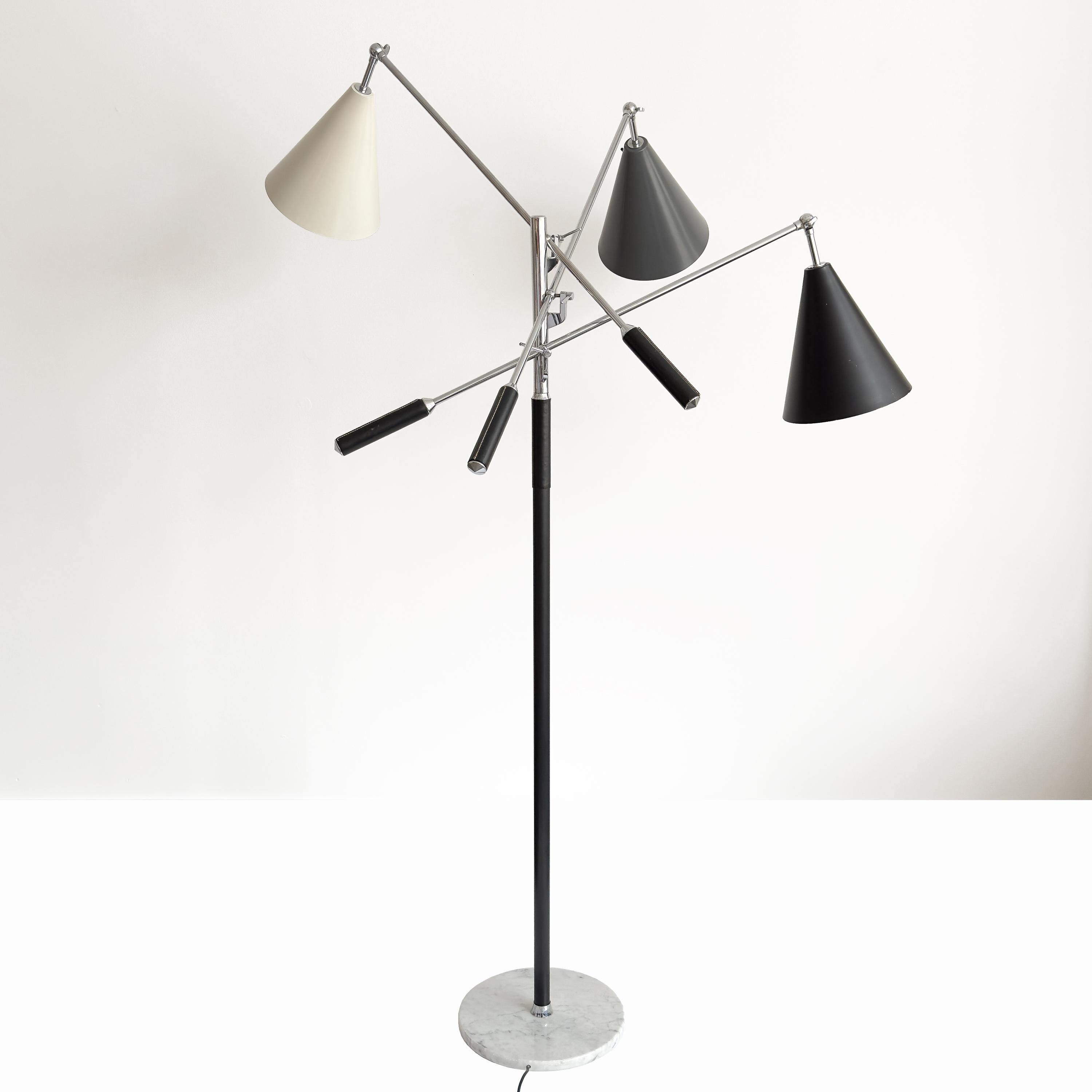 Triennale Floor Lamp Tri-Color, Chrome and Marble  In Good Condition In Chicago, IL