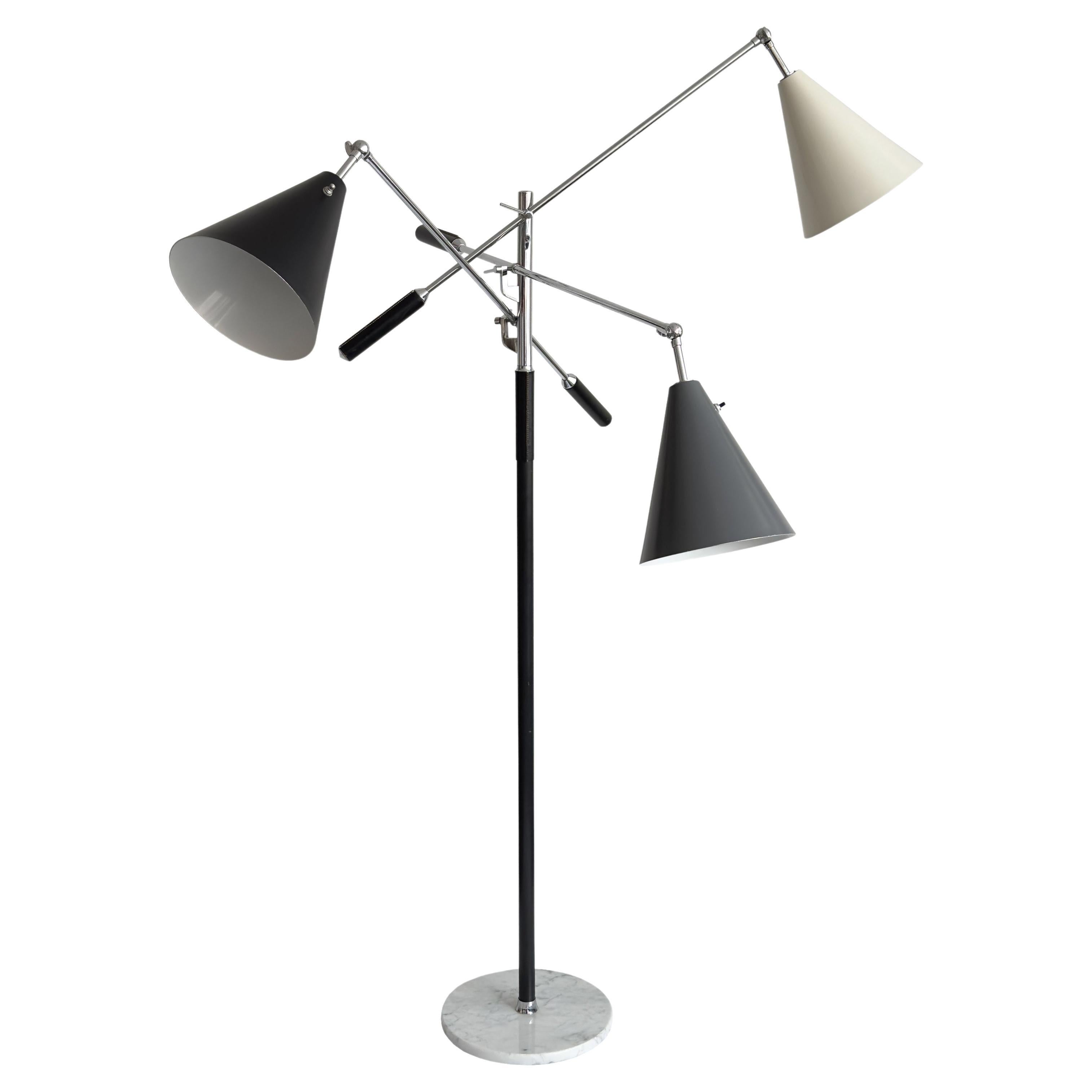 Triennale Floor Lamp Tri-Color, Chrome and Marble 