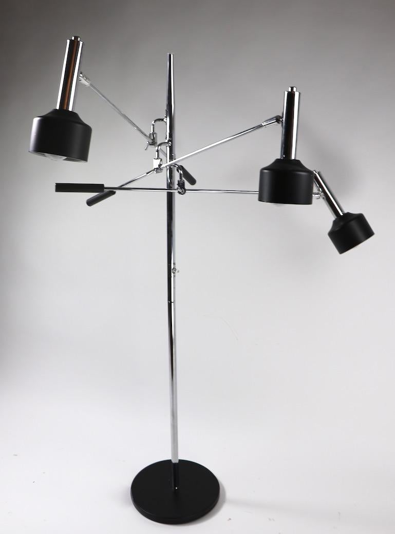 Steel Triennale Three-Arm Floor Lamp  by Robert Sonneman For Sale