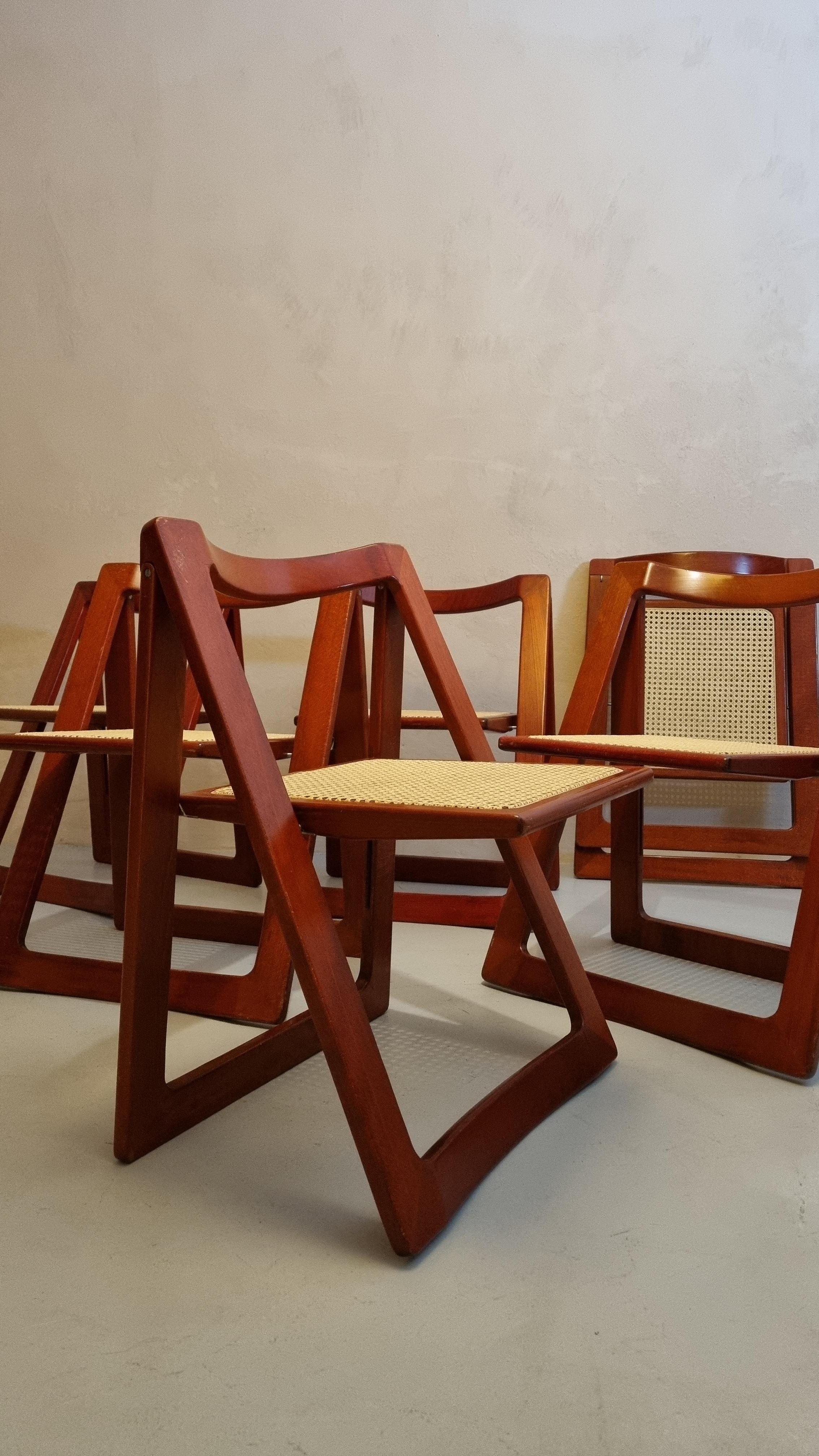 Mid-20th Century Trieste Folding Chairs by Aldo Jacober and Pierangela D' Aniello for Bazzani  For Sale
